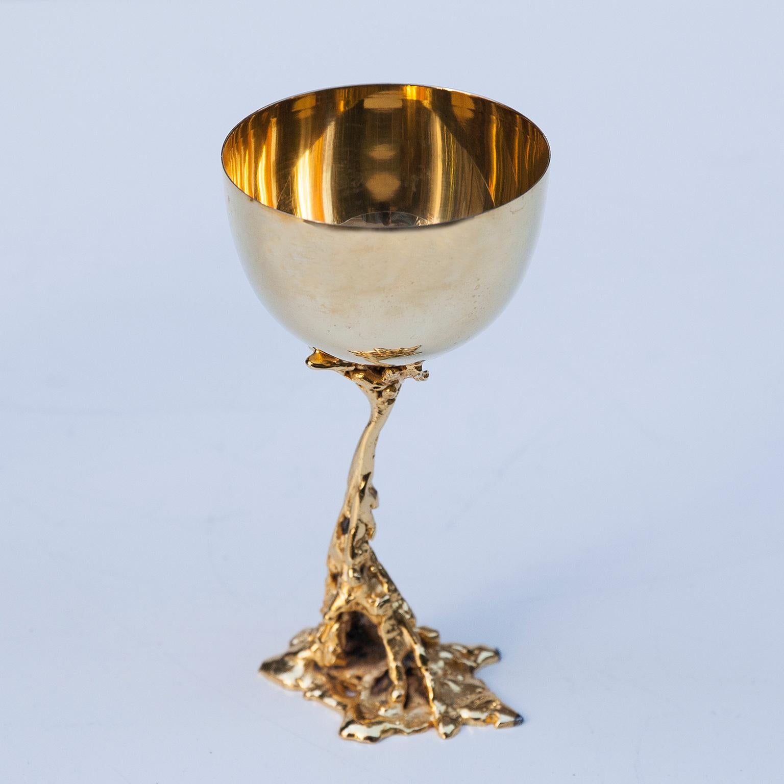 Gabriella Crespi Goldene vergoldete Weinbecher (Ende des 20. Jahrhunderts) im Angebot
