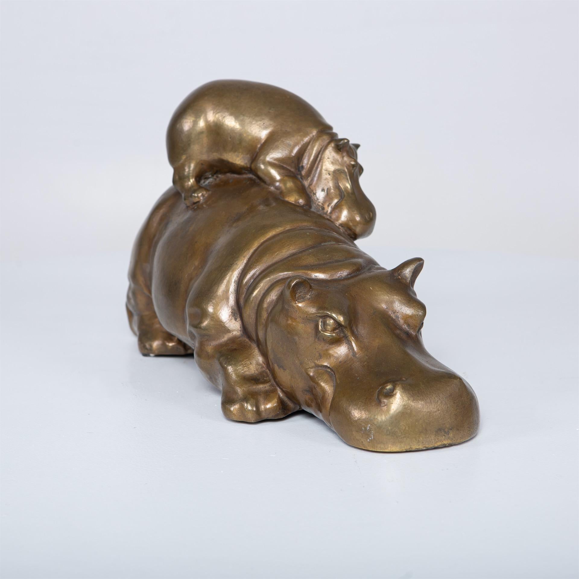 Mid-Century Modern Gabriella Crespi, Hippopotamus, Bronze Sculpture, Milano, circa 1973