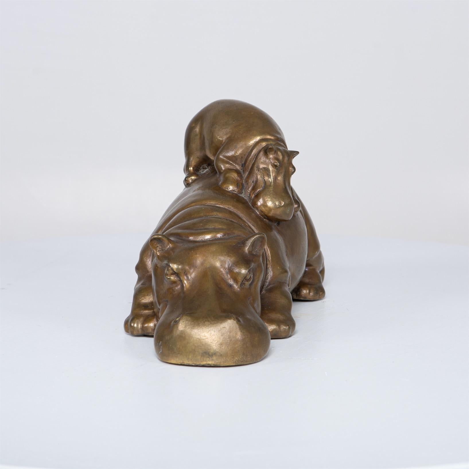 Italian Gabriella Crespi, Hippopotamus, Bronze Sculpture, Milano, circa 1973