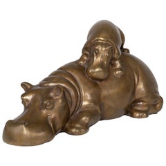 Gabriella Crespi, Hippopotamus, Bronze Sculpture, Milano, circa 1973