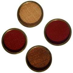Gabriella Crespi Italian Design 1970s Hollywood Regency, Brass Wicker Plates
