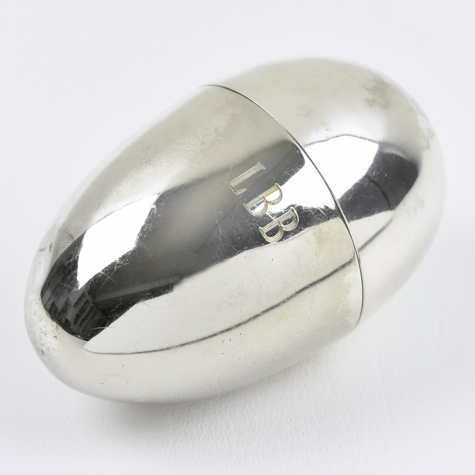 Gabriella Crespi Italy Silver Plate Egg-Shaped Box, 1970s For Sale 3