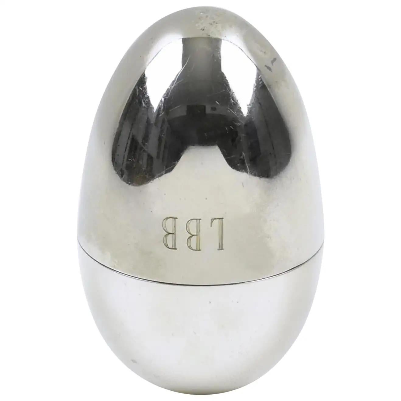 Gabriella Crespi Italy Silver Plate Egg-Shaped Box, 1970s For Sale 4
