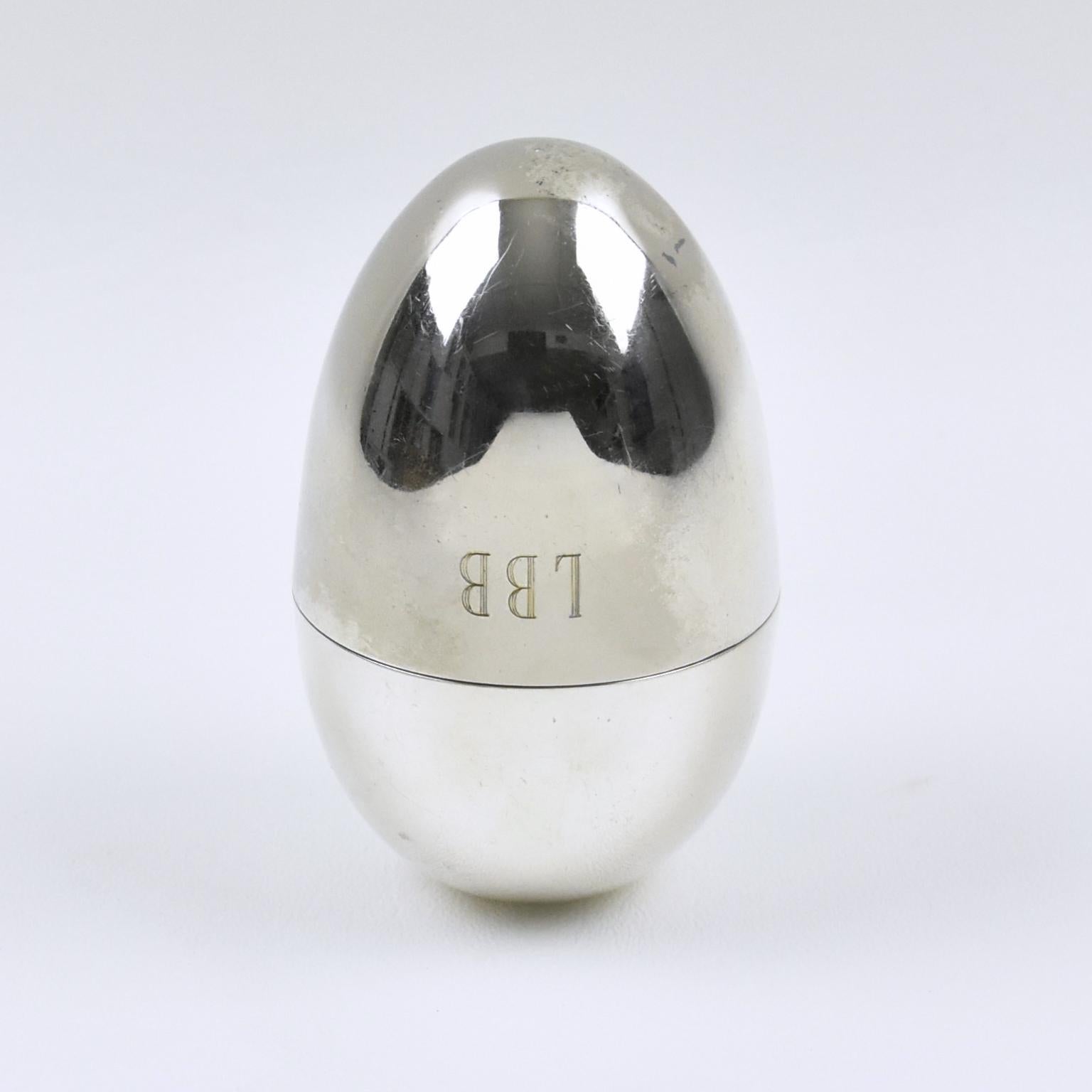 Mid-Century Modern Gabriella Crespi Silver Plate Egg-Shaped Box, circa 1970