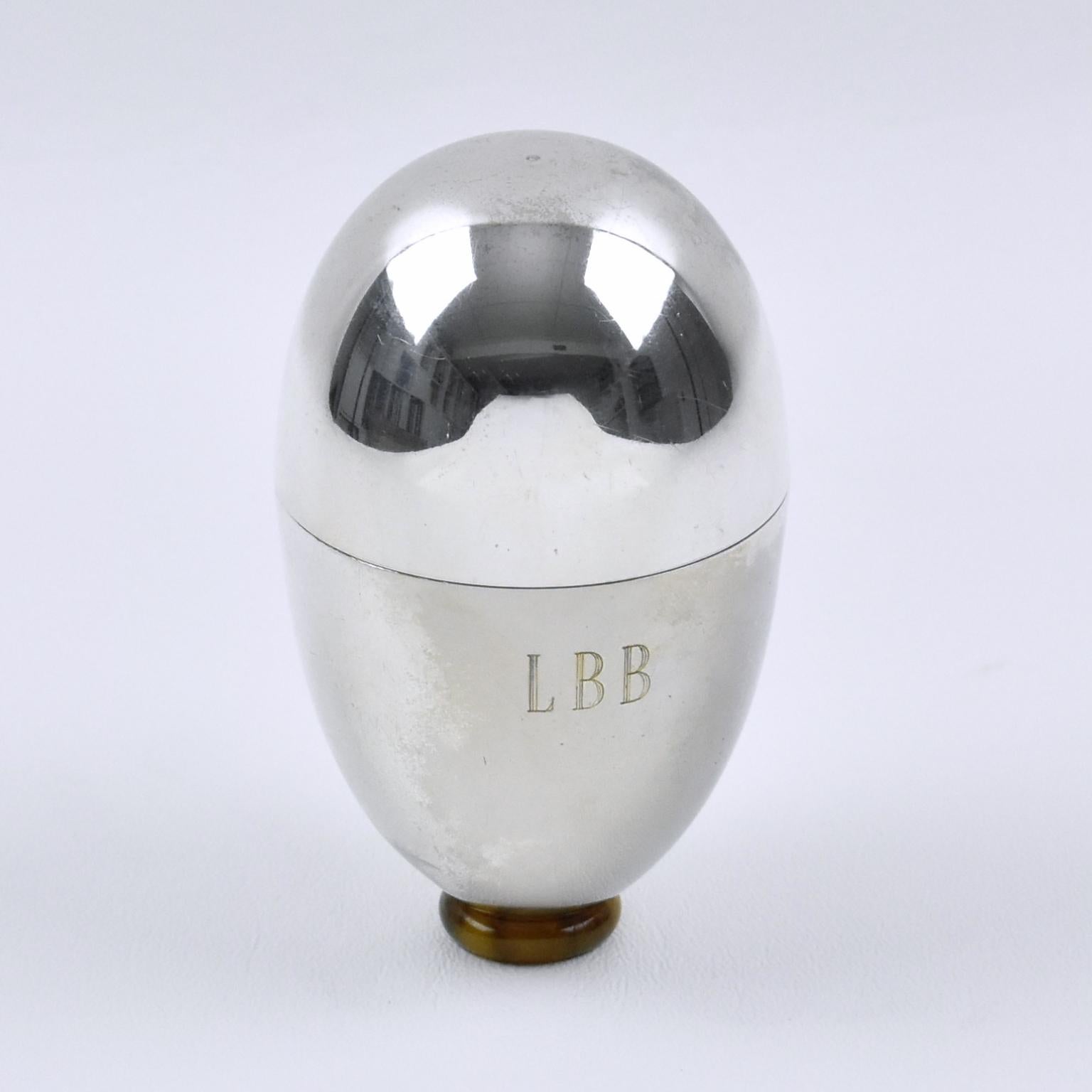 Italian Gabriella Crespi Silver Plate Egg-Shaped Box, circa 1970