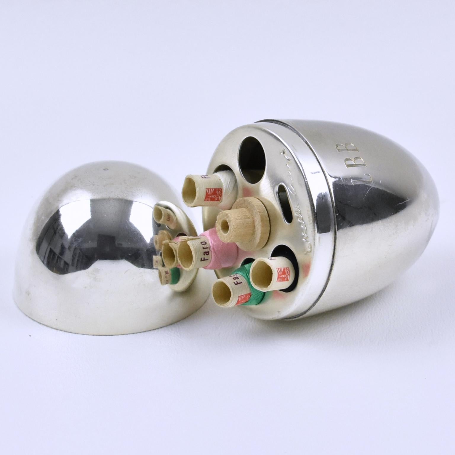 Late 20th Century Gabriella Crespi Silver Plate Egg-Shaped Box, circa 1970