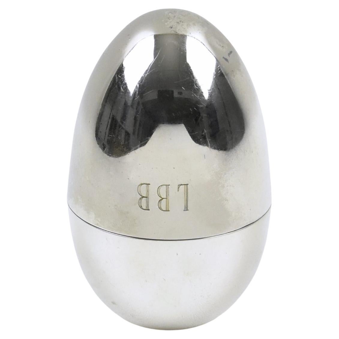 Gabriella Crespi Italy Silver Plate Egg-Shaped Box, 1970s For Sale