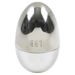 Retro Gabriella Crespi Italy Silver Plate Egg-Shaped Box, 1970s