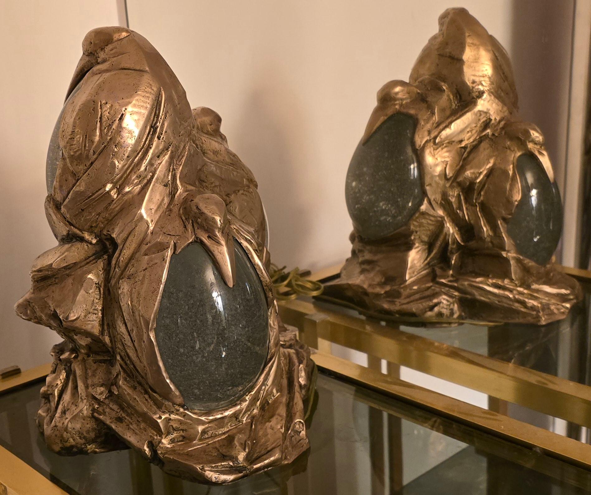 Forgiato Gabriella Crespi lampada Pinguini scultura in bronzo a cera persa in vendita