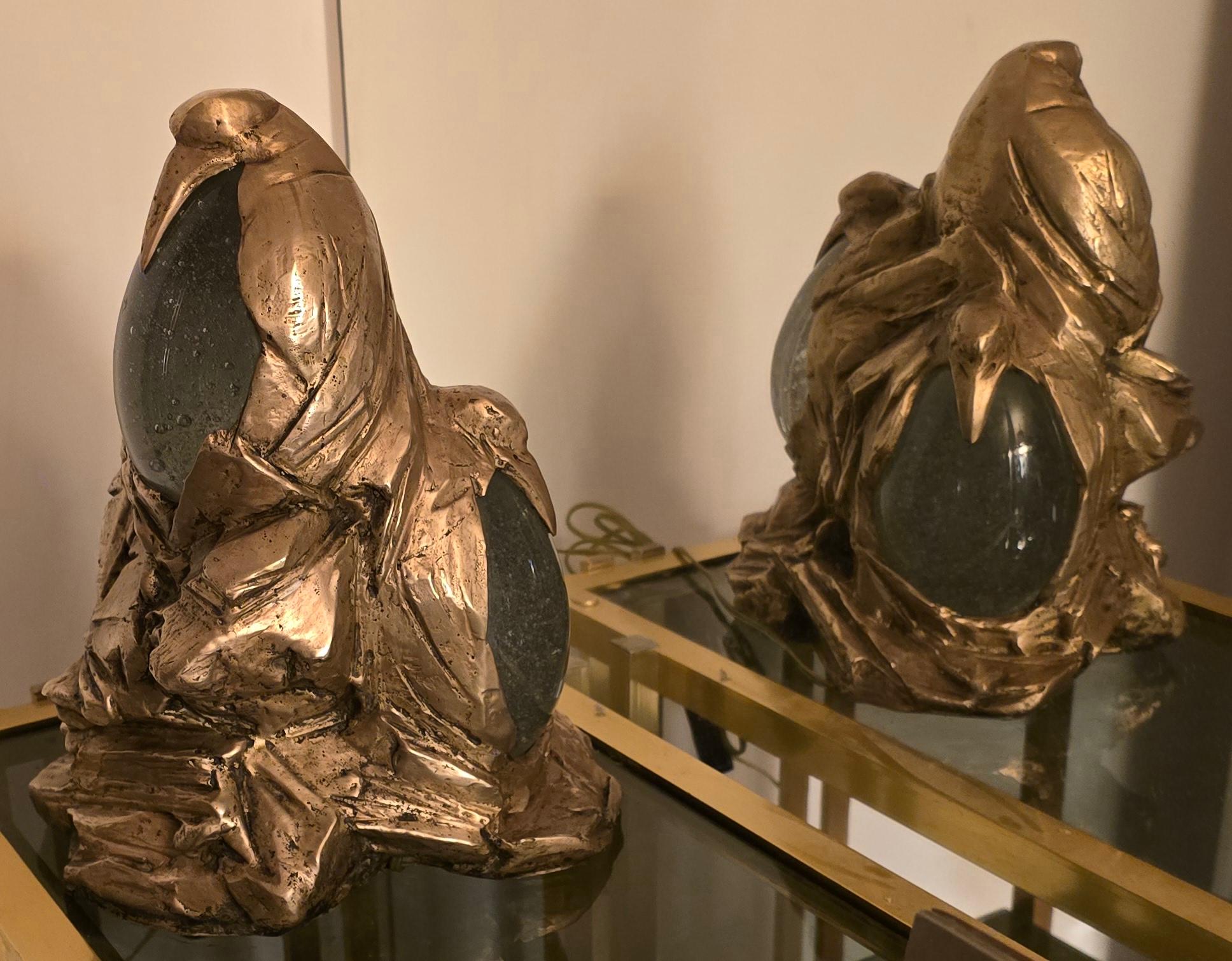 Gabriella Crespi lampada Pinguini scultura in bronzo a cera persa In condizioni buone in vendita a Roma, IT