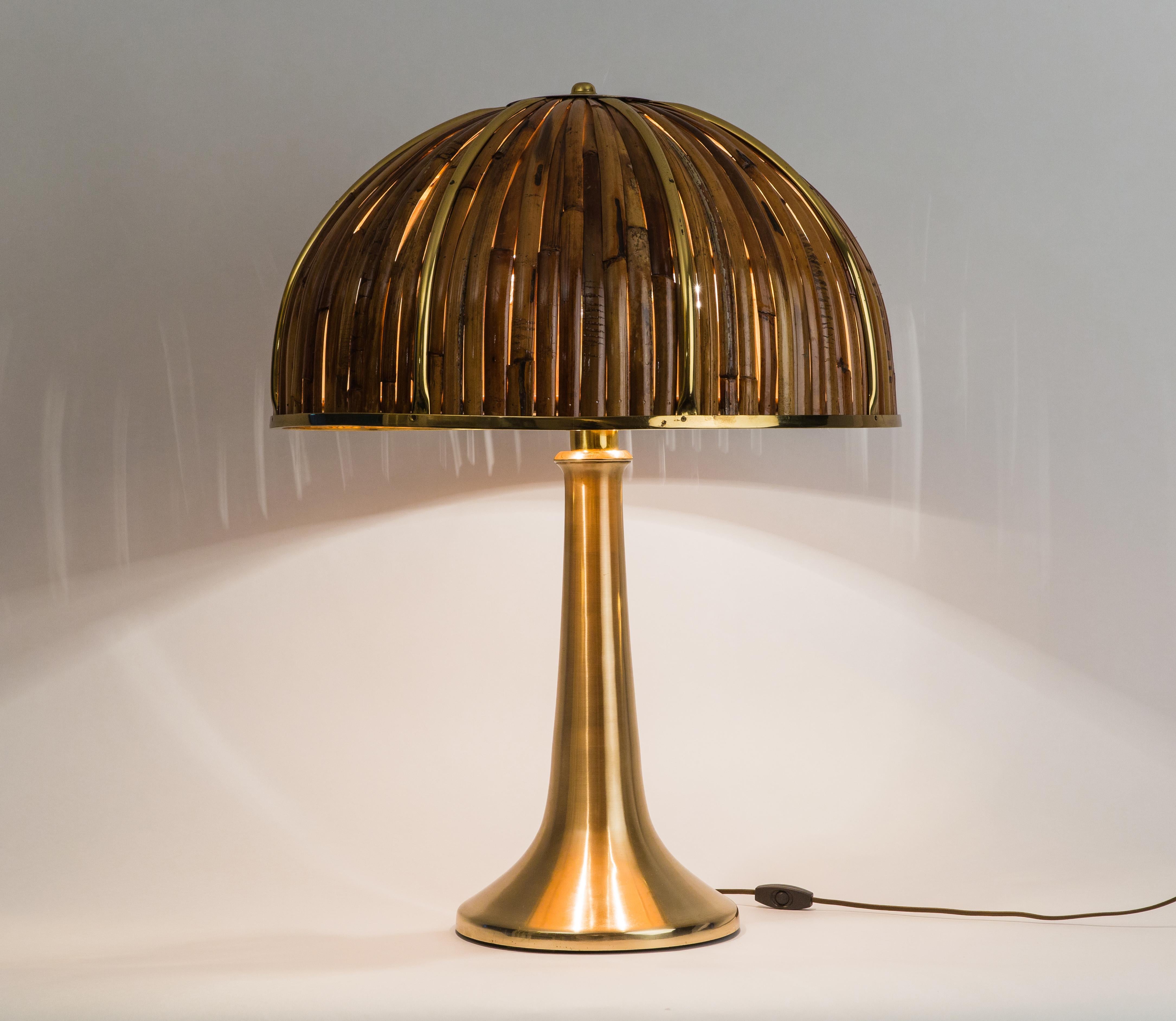 Gabriella Crespi Large Bamboo and Brass 'Fungo' Table Lamp 7