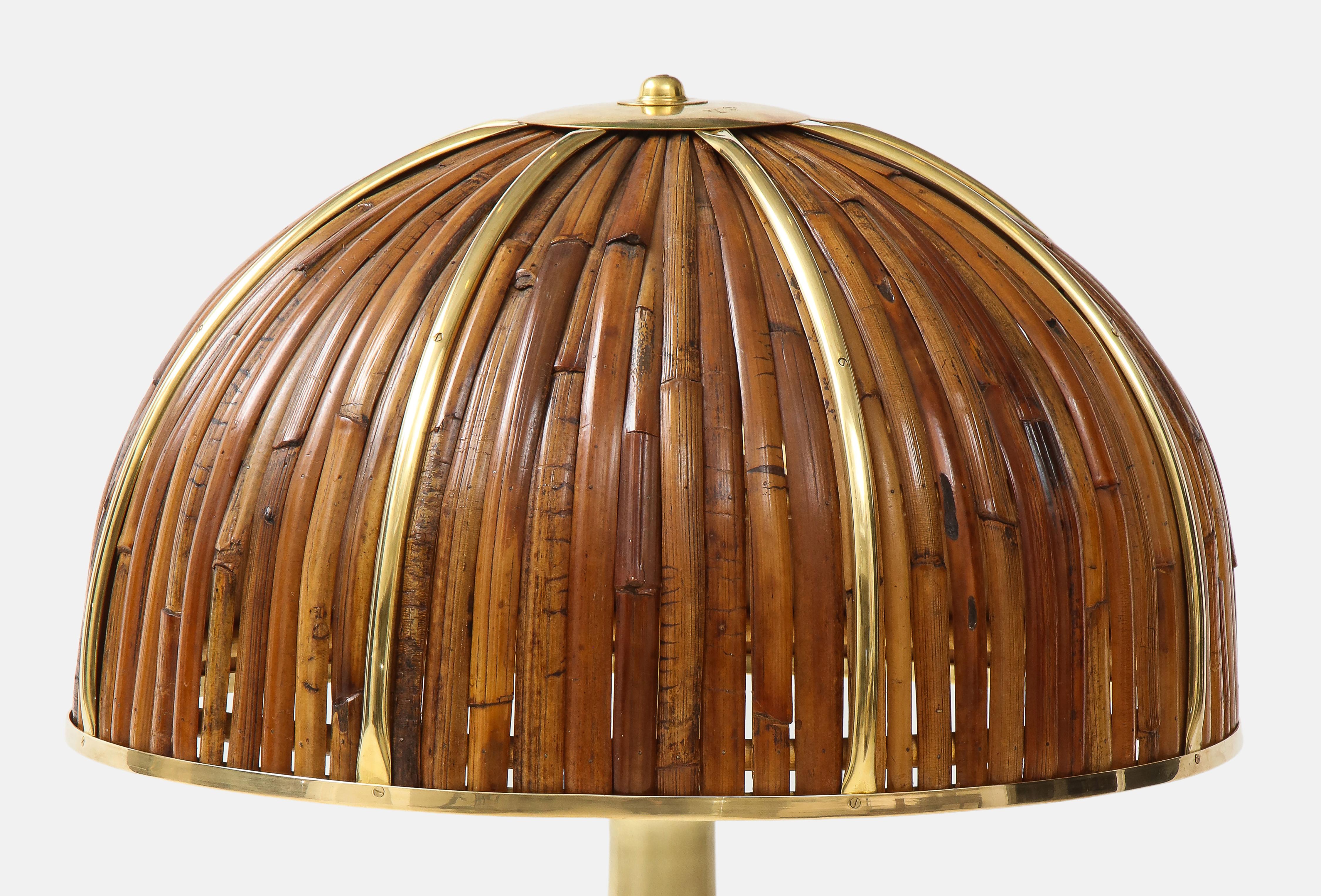 Brushed Gabriella Crespi Large Bamboo and Brass 'Fungo' Table Lamp