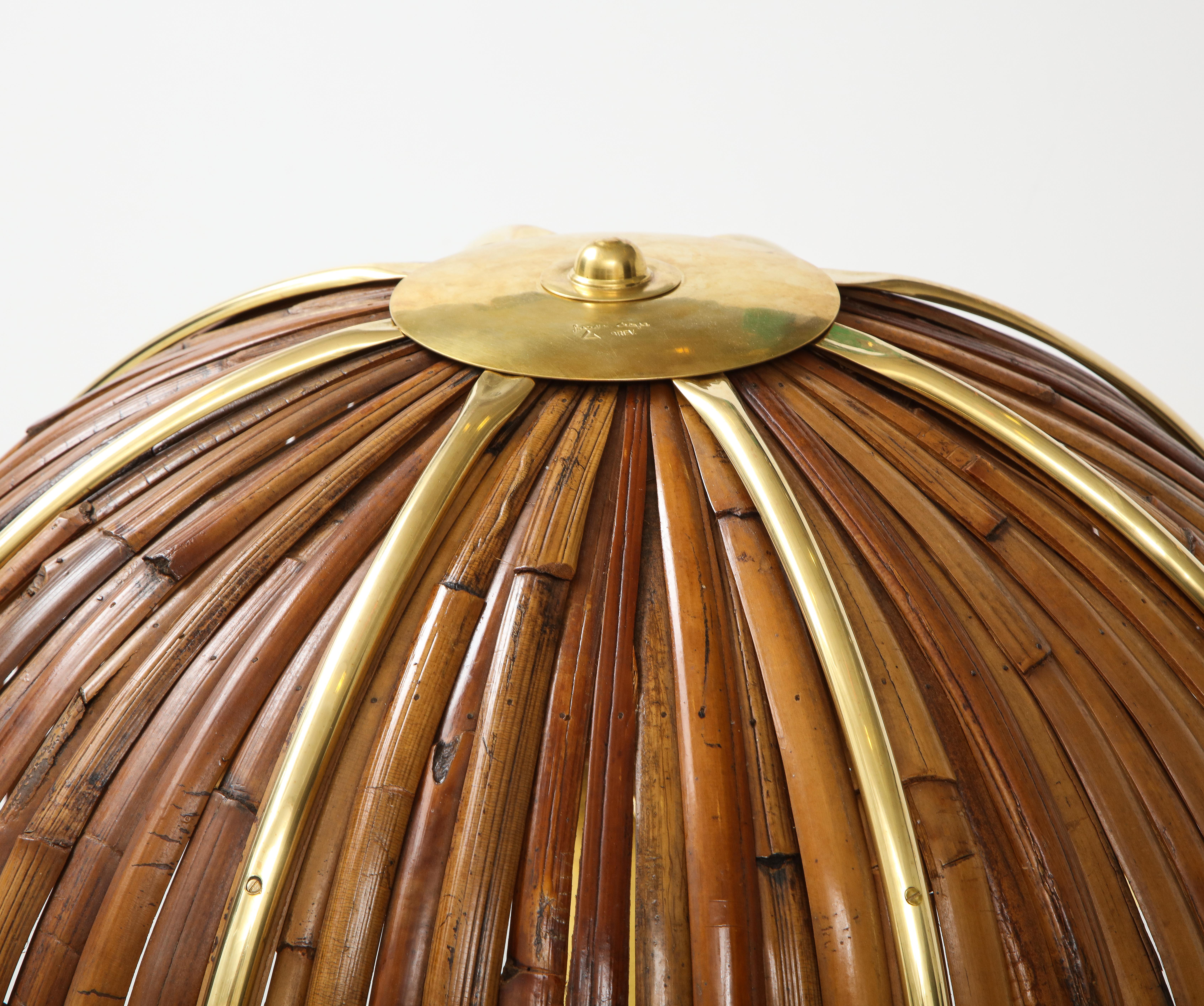 Gabriella Crespi Large Bamboo and Brass 'Fungo' Table Lamp 3