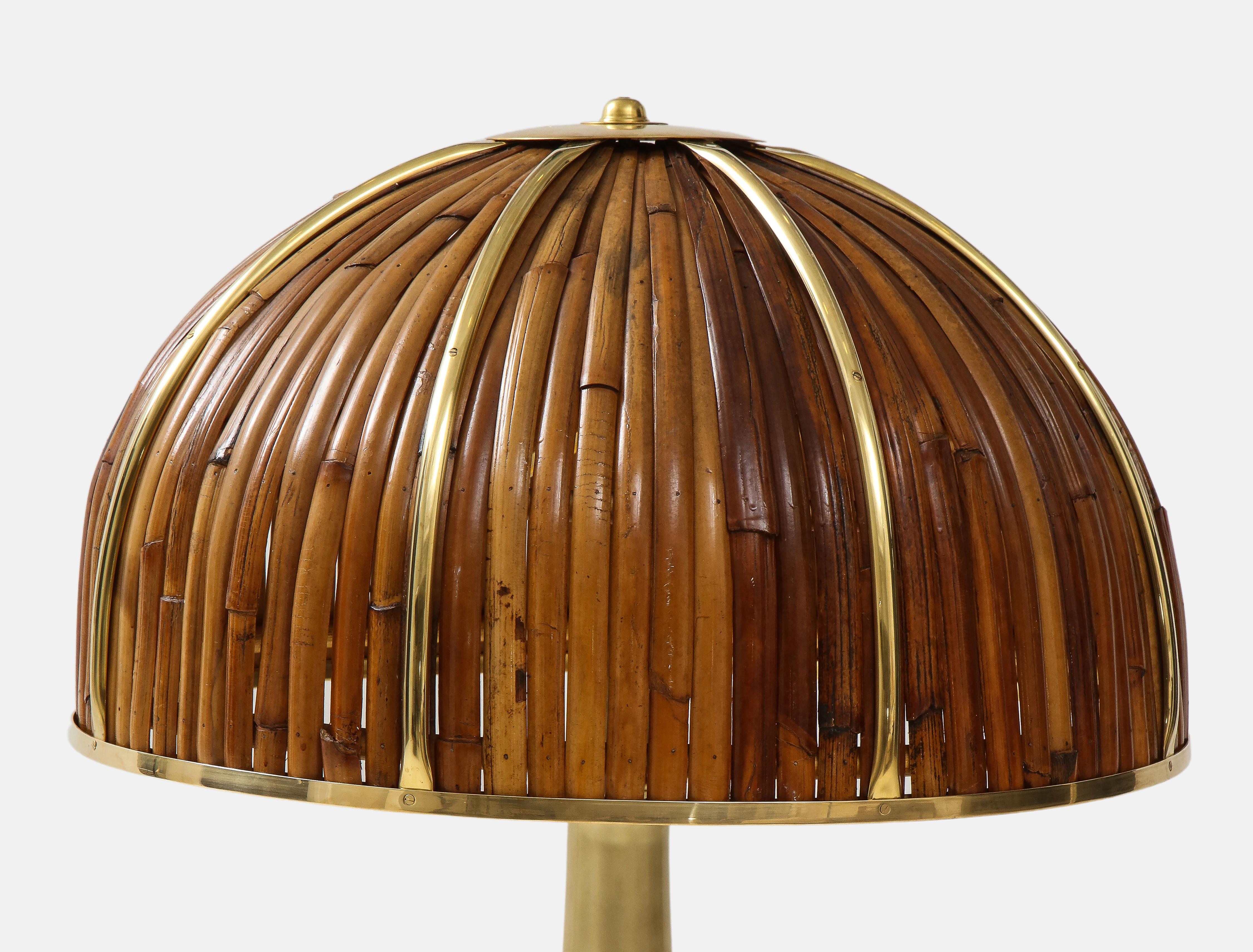 Gabriella Crespi Large Bamboo and Brass 'Fungo' Table Lamp 1