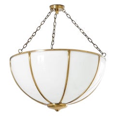 Gabriella Crespi Large "Fungo" Suspension Lamp, Brass, Acrylic, Italy 1970s