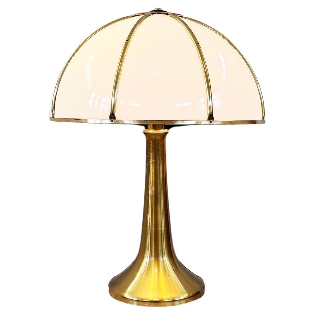 Gabriella Crespi Large "Fungo" Table Lamp, Brass, Acrylic, Italy 1970s SIGNED 2x For Sale