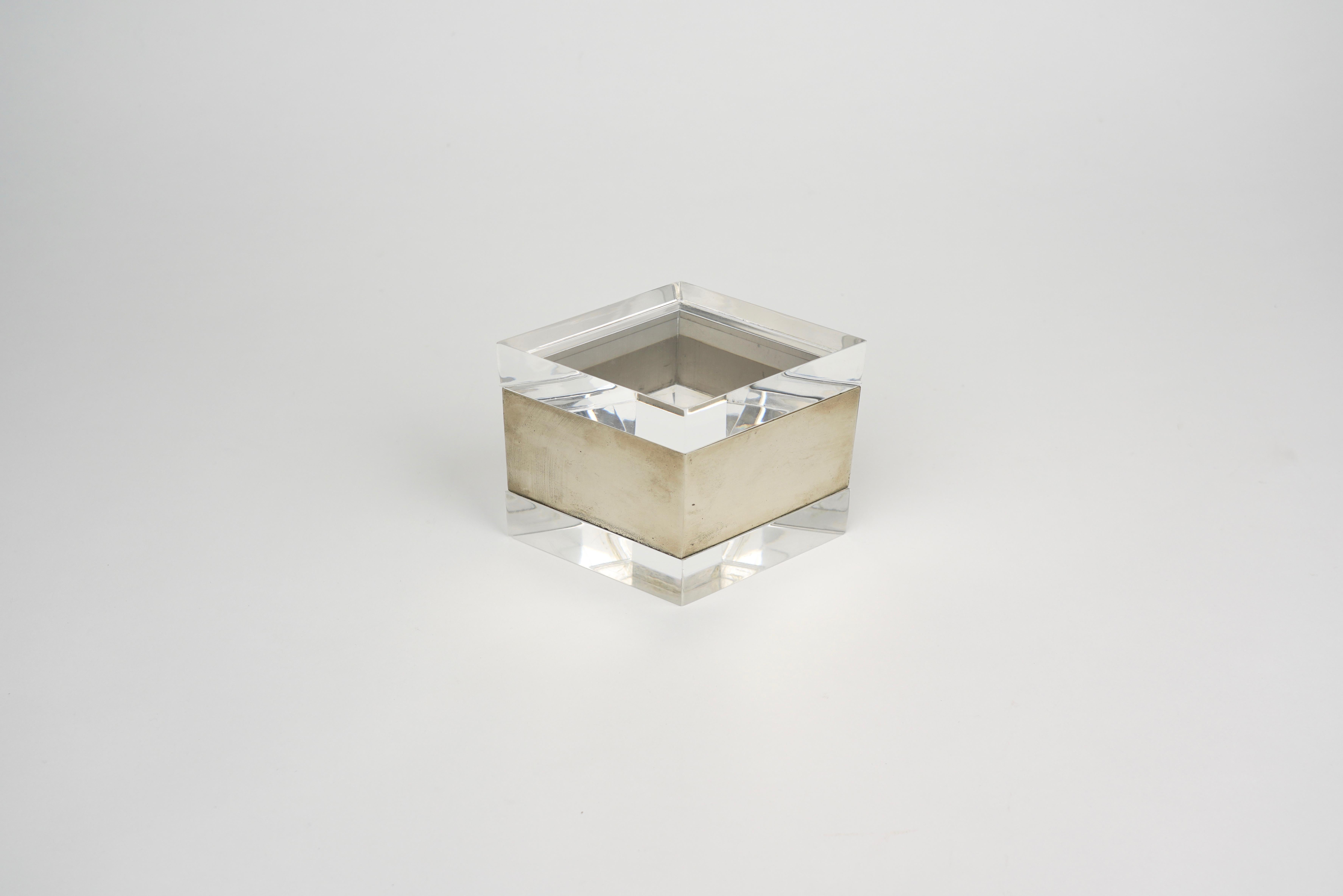 Gabriella Crespi Lucite and Chrome Decorative Box, Italy 1970s For Sale 6