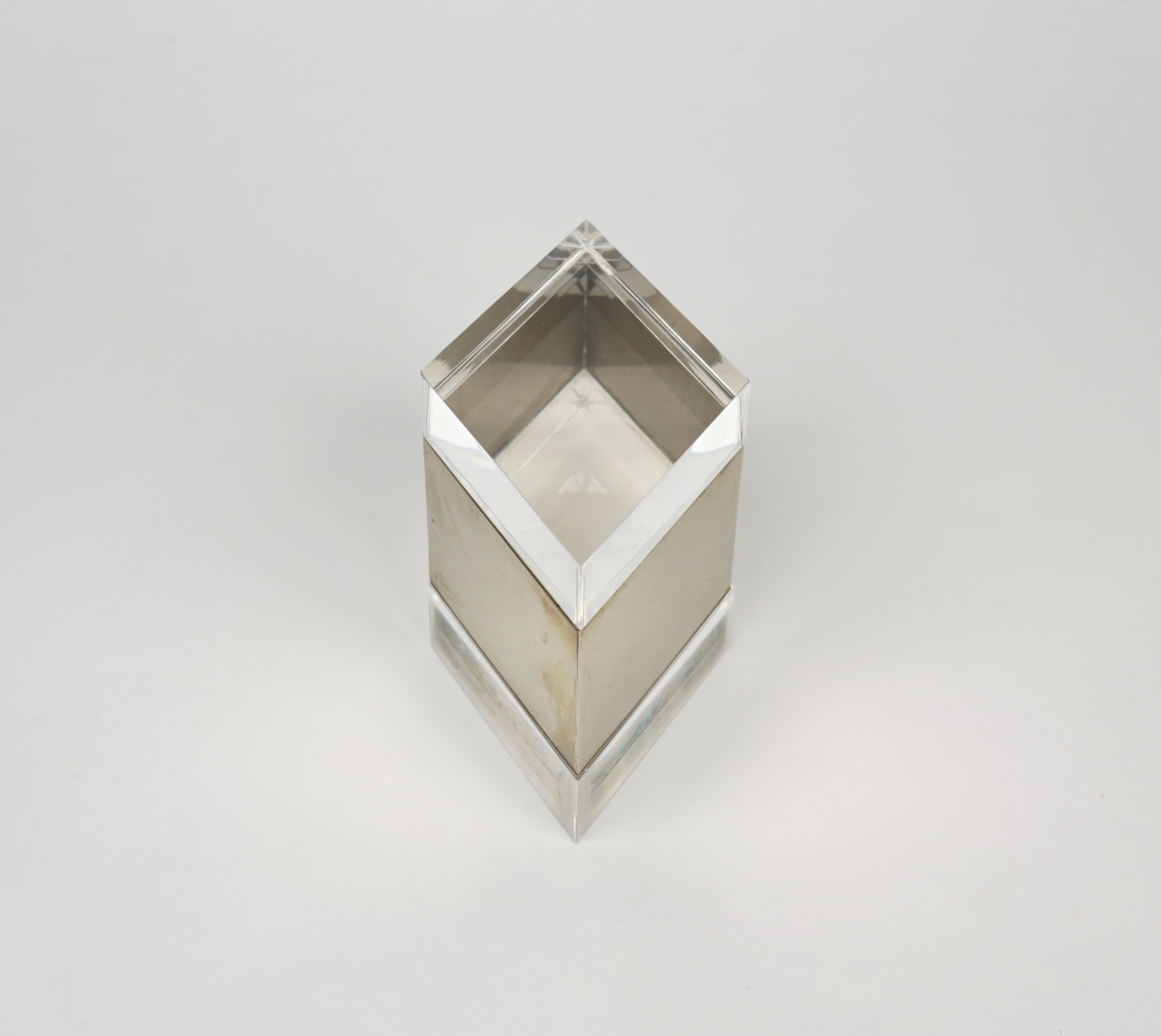 Dekorative Schachtel aus Lucite und Chrom von Gabriella Crespi, Italien 1970er Jahre im Angebot 1