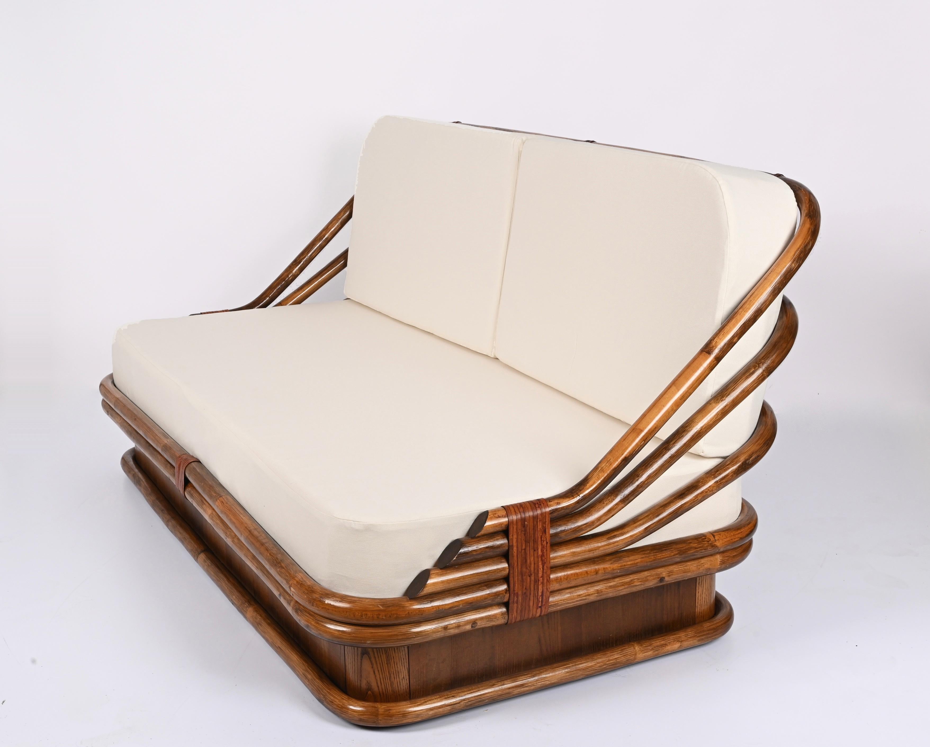 Mid-Century Modern Midcentury Bamboo, Maple Wood Italian Sofa, 1960s