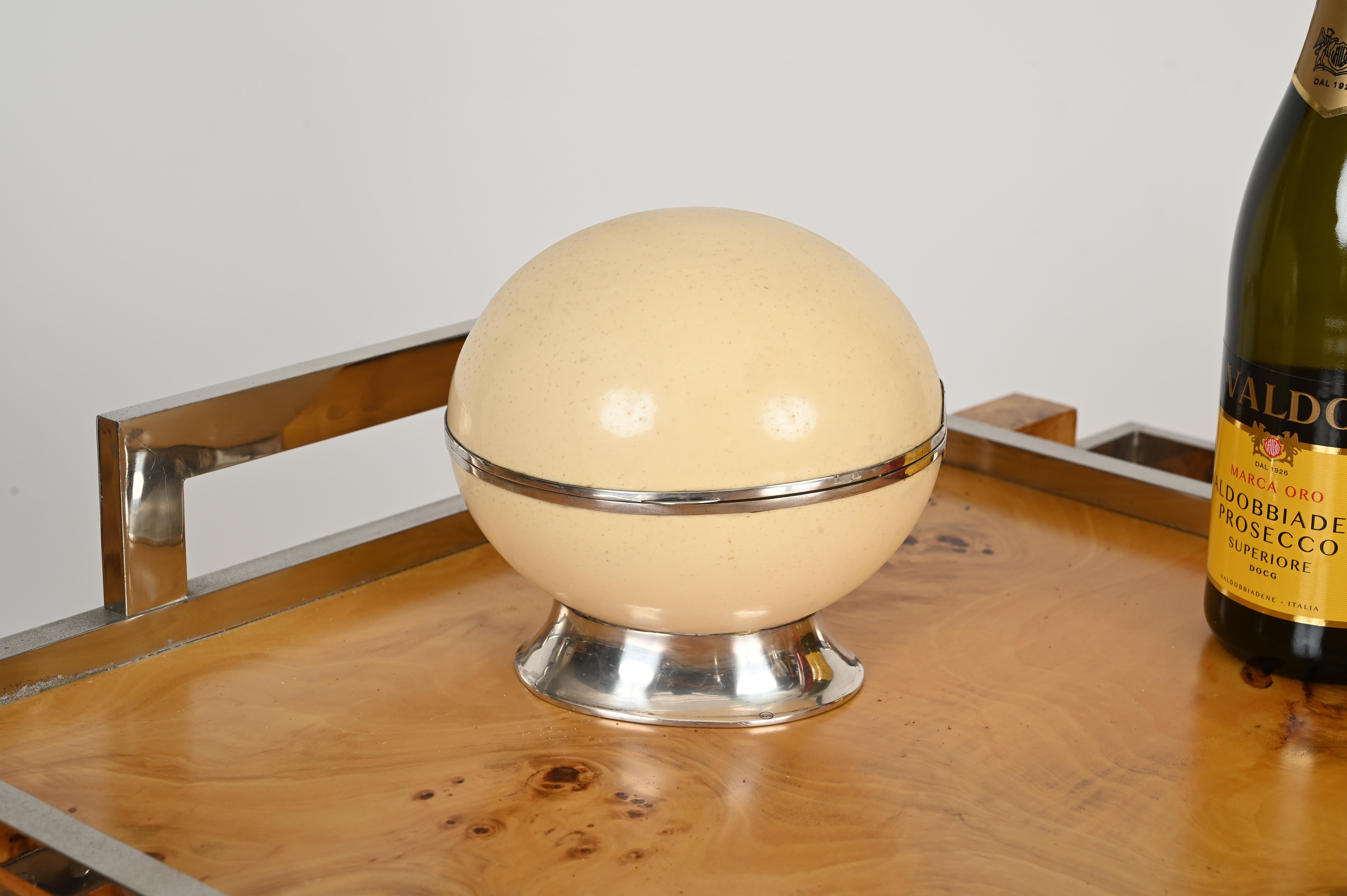 Gabriella Crespi Ostrich Egg and Silver 925 Decorative Jewelry Box, Italy 1970s 5