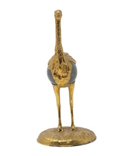 Gabriella Crespi "Ostrich" Gilt Bronze and Rock Crystal Figure, Italy, 1970