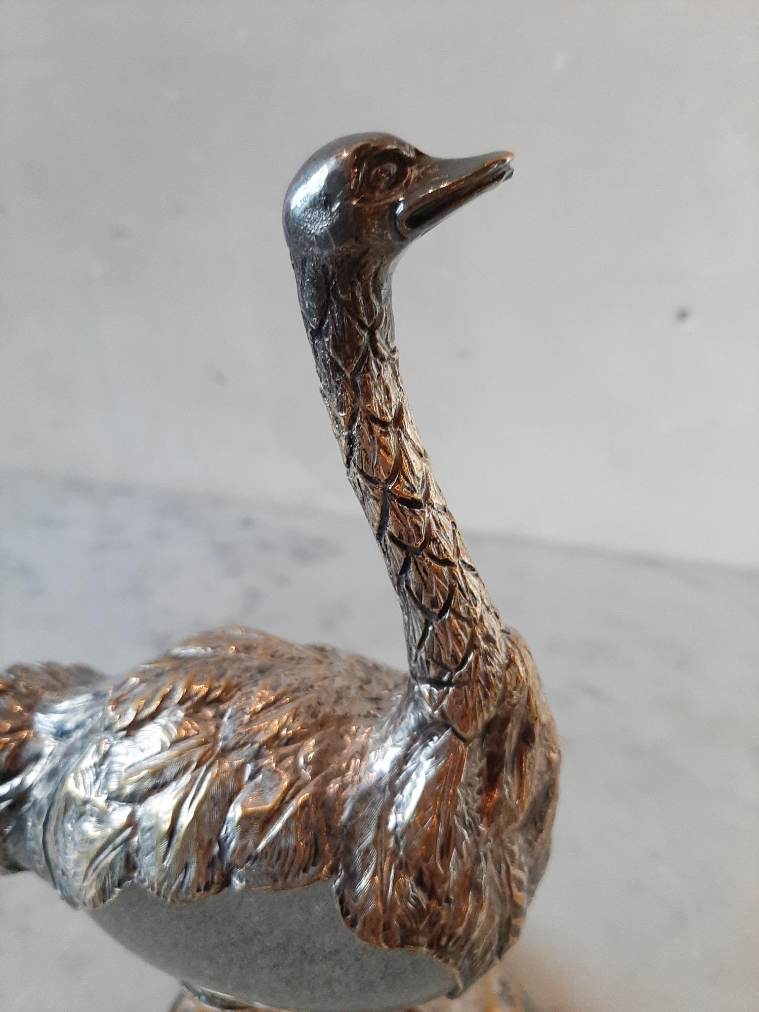 Late 20th Century Gabriella Crespi Ostrich Sculpture with a Murano Glass Egg, Italy, 1970s