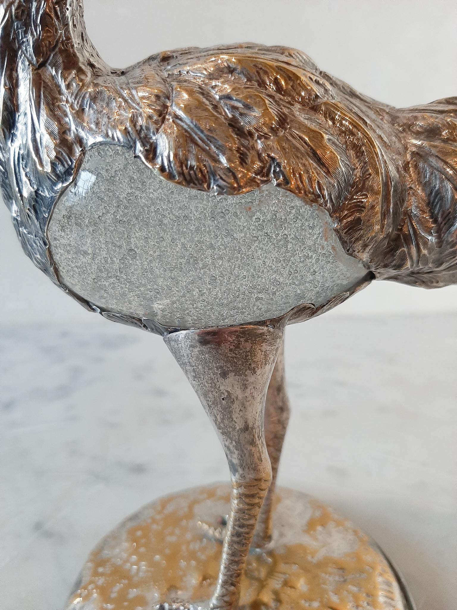 Gabriella Crespi Ostrich Sculpture with a Murano Glass Egg, Italy, 1970s 2