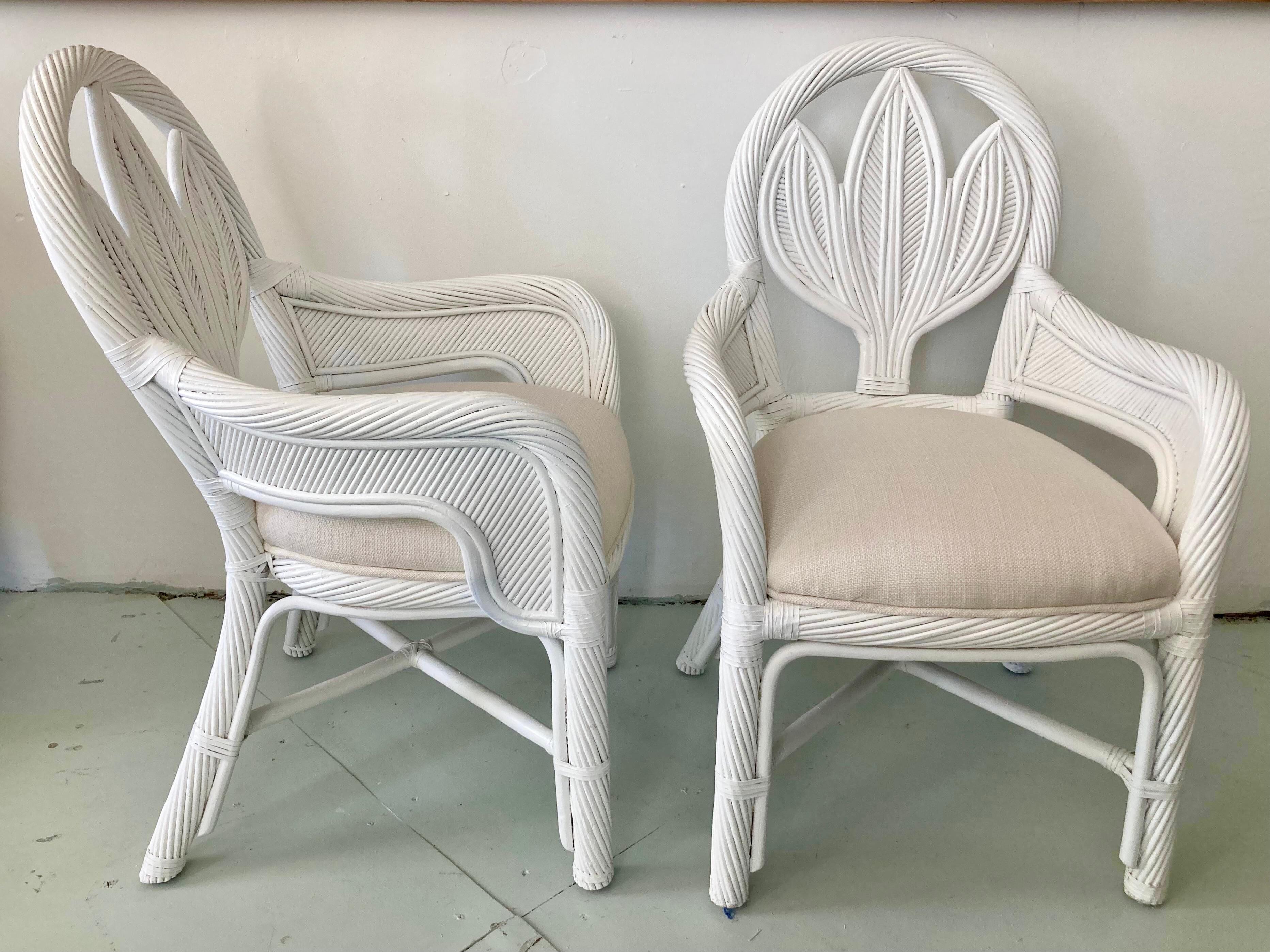 Modern Gabriella Crespi Pencil Reed Rattan Arm Chairs, a Pair For Sale