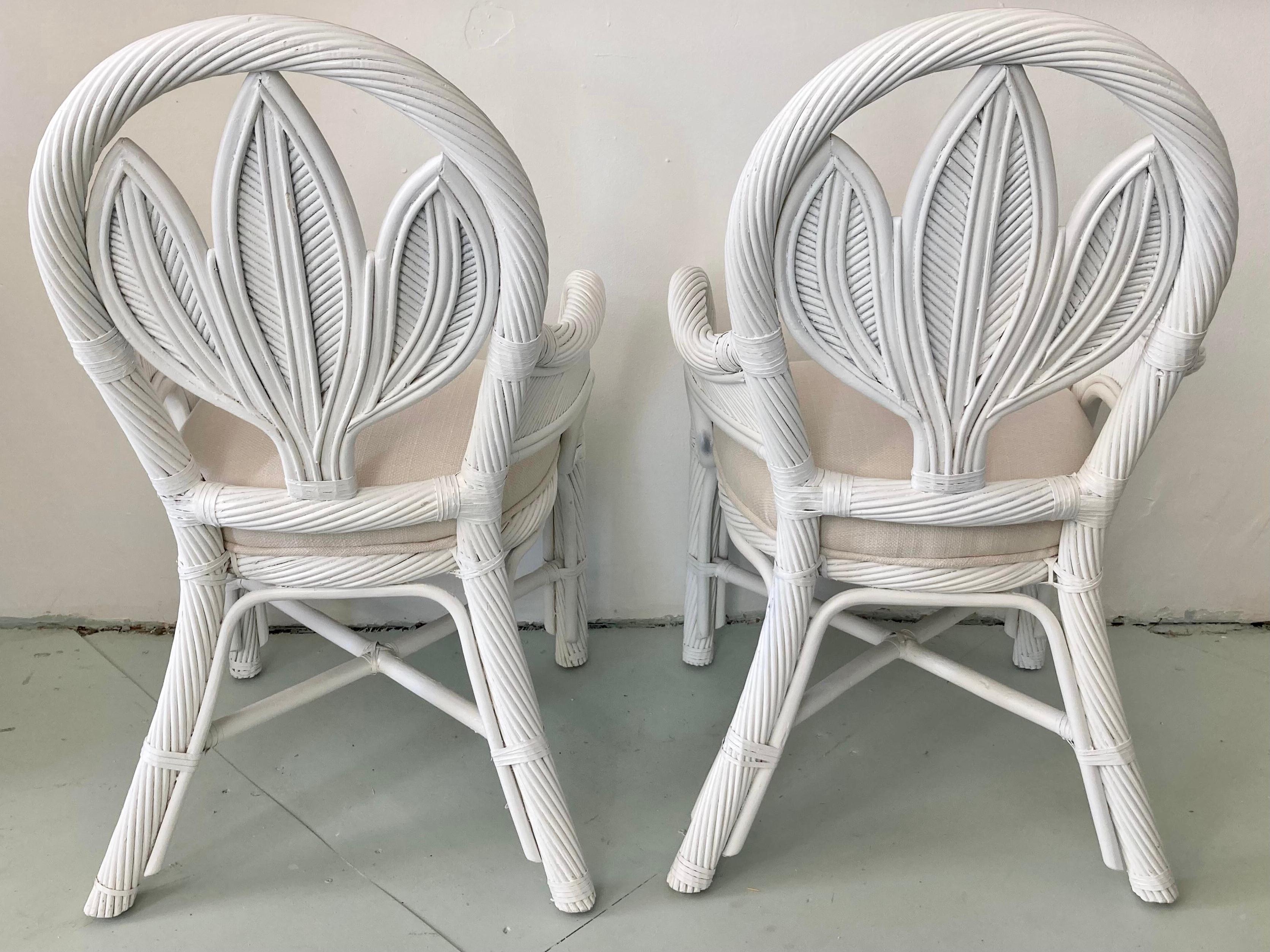 Gabriella Crespi Pencil Reed Rattan Arm Chairs, a Pair In Good Condition For Sale In Los Angeles, CA