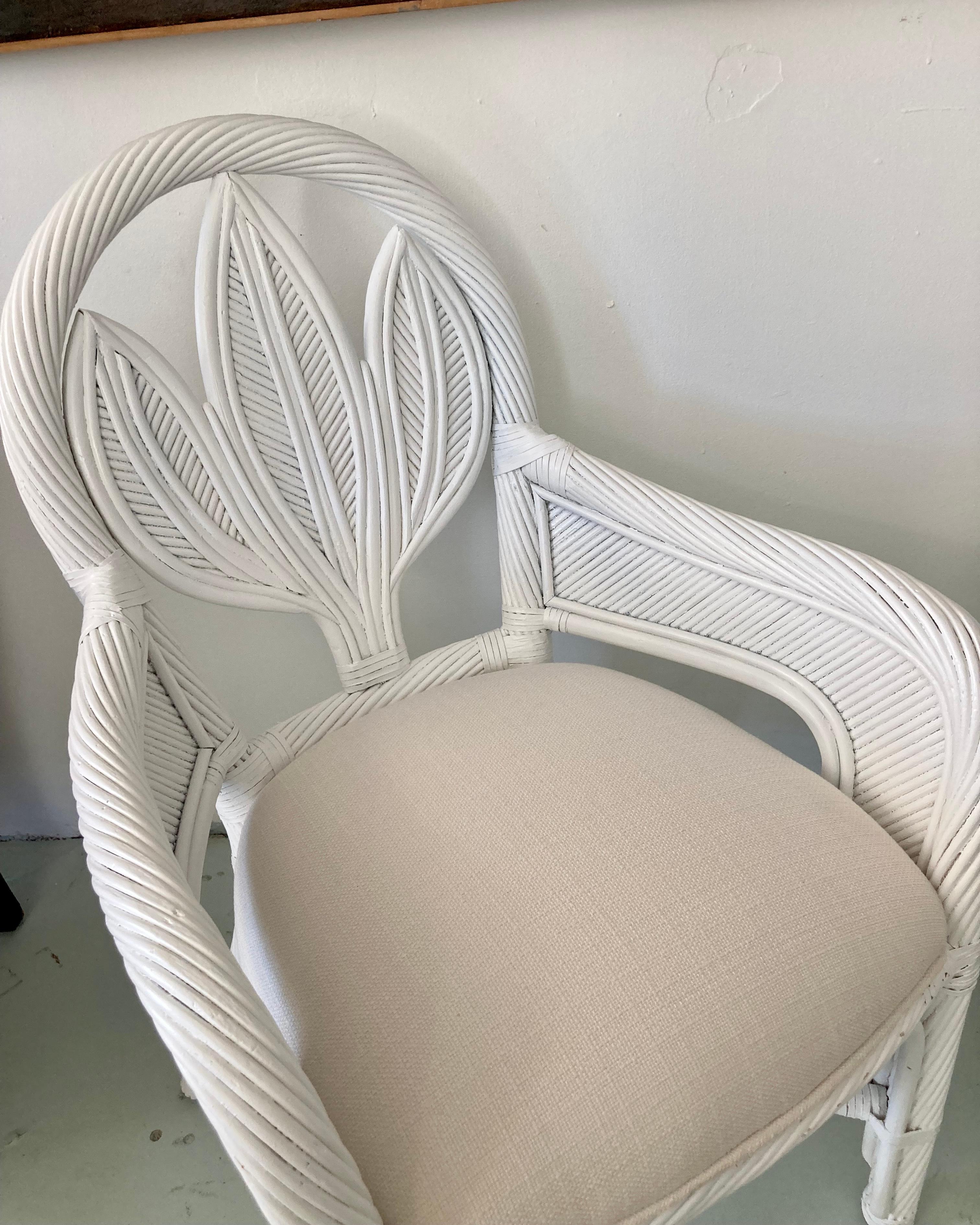 Upholstery Gabriella Crespi Pencil Reed Rattan Arm Chairs, a Pair For Sale