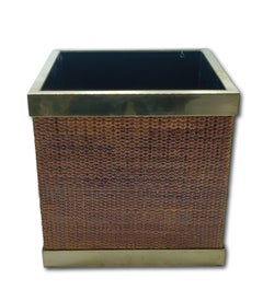 Porte-plantes en rotin et laiton Gabriella Crespi for Christian Dior, signé