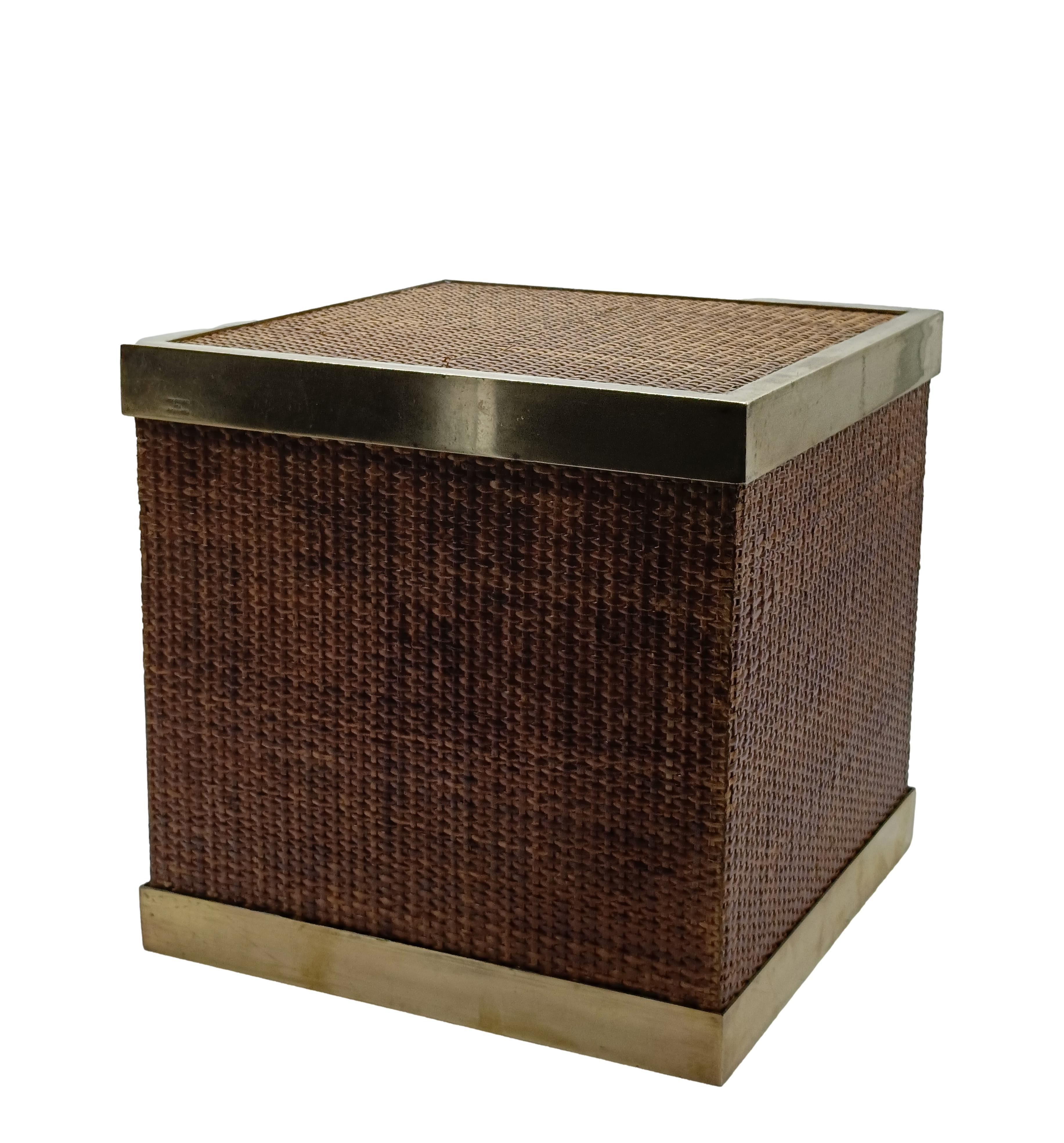 Italian Gabriella Crespi per Christian Dior Portapiante in Rattan e Ottone, Firmato in vendita