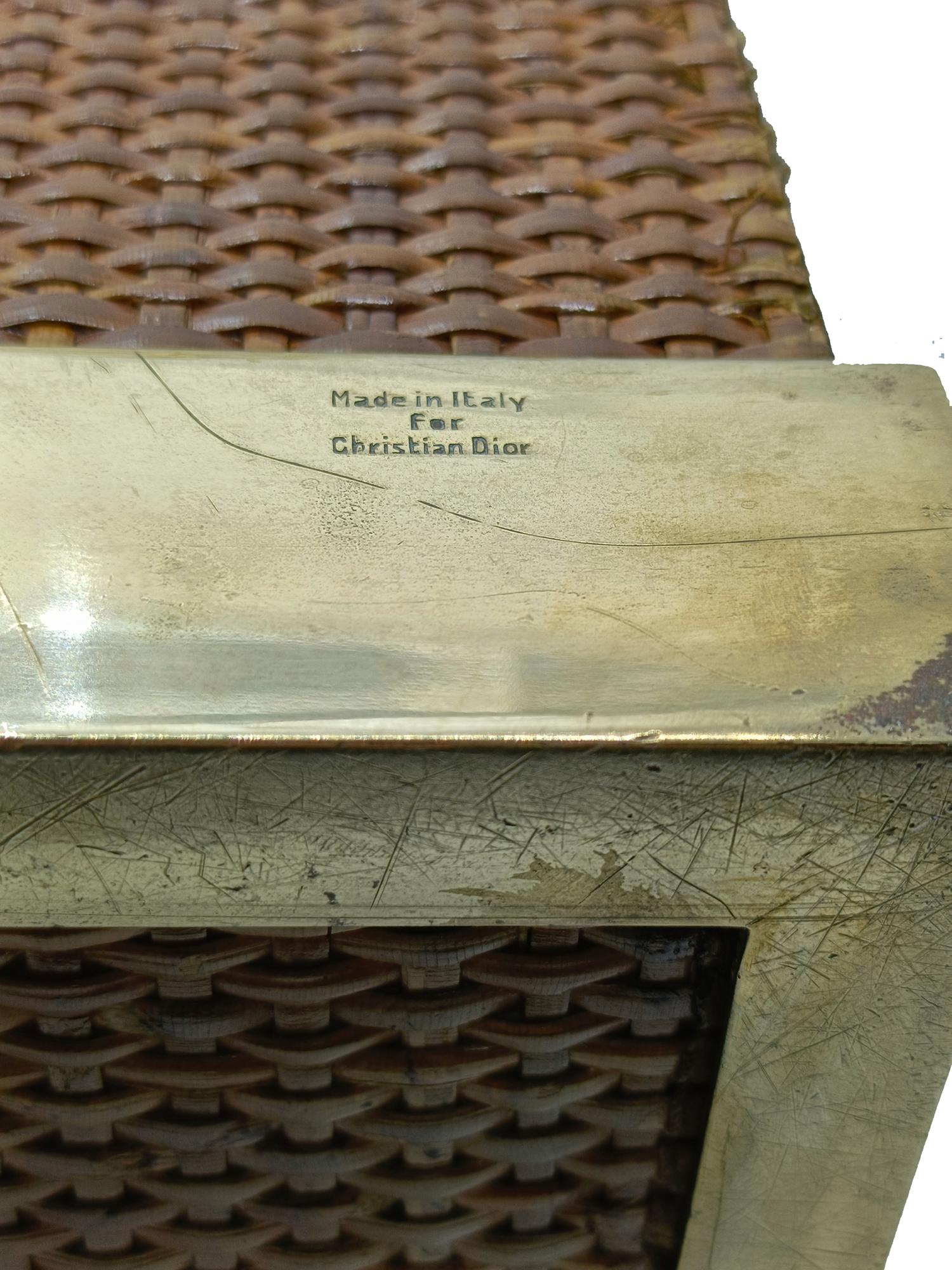 Gabriella Crespi per Christian Dior Portapiante in Rattan e Ottone, Firmato In condizioni buone in vendita a Naples, IT