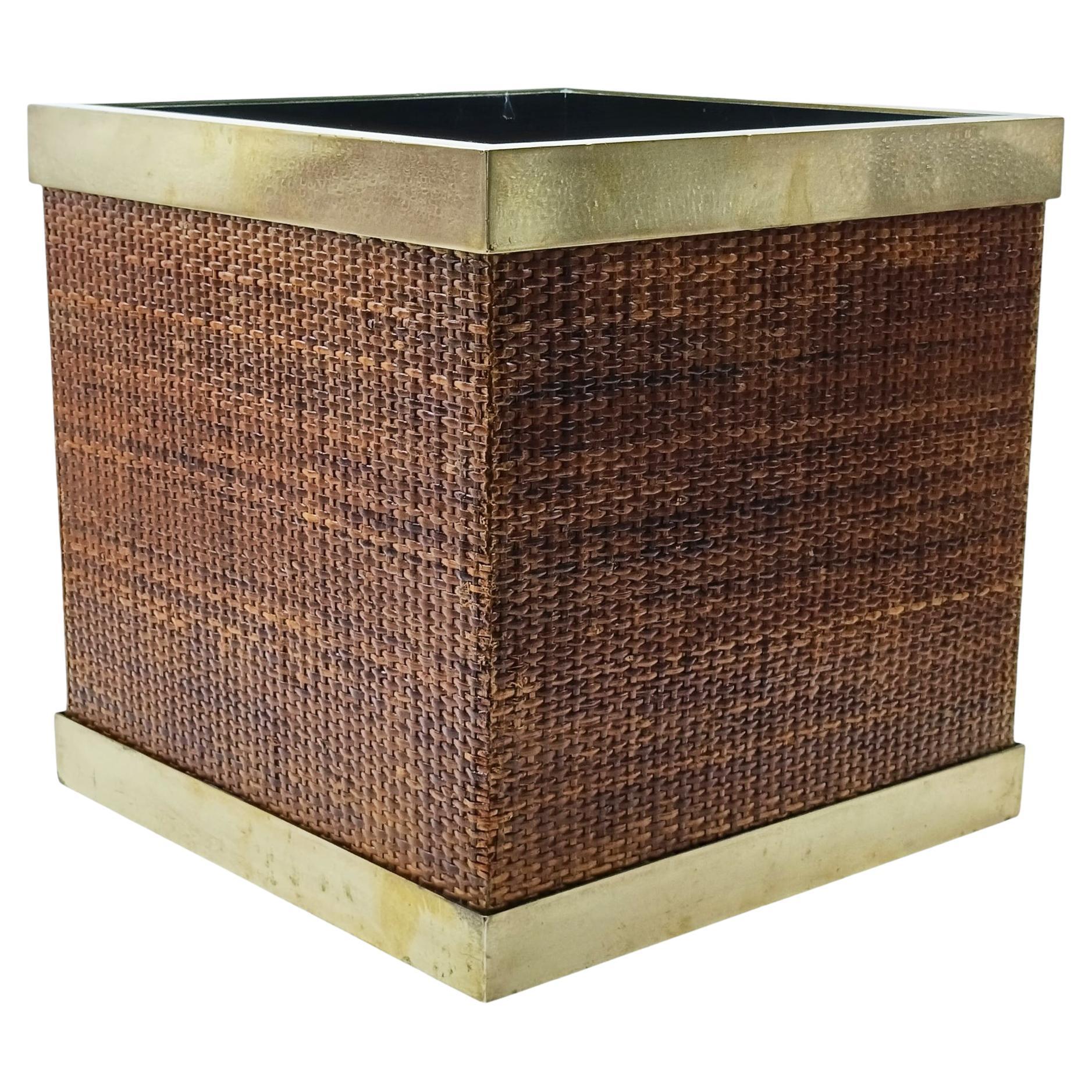 Gabriella Crespi per Christian Dior Portapiante in Rattan e Ottone, Firmato in vendita