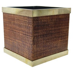Gabriella Crespi per Christian Dior Portapiante in Rattan e Ottone, Firmato