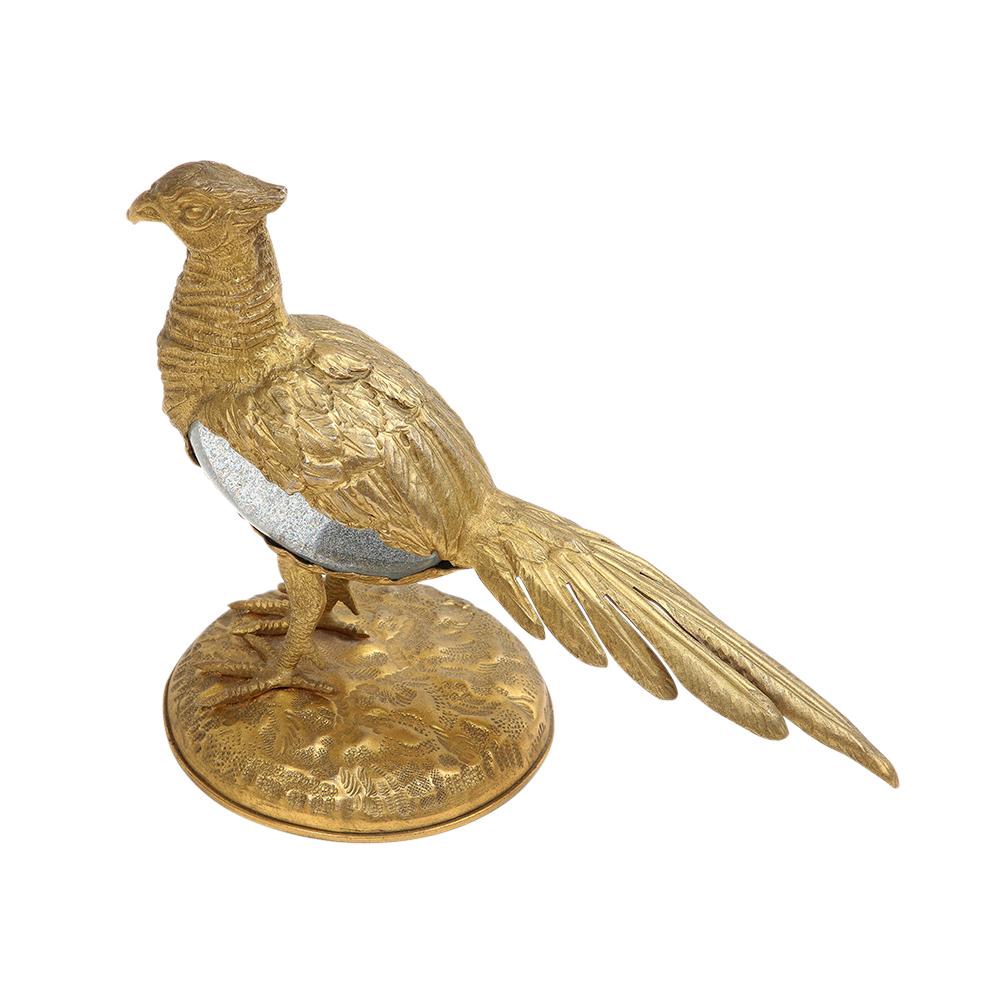 Gabriella Crespi Pheasant Gilt Bronze, Glass, Signed For Sale 4