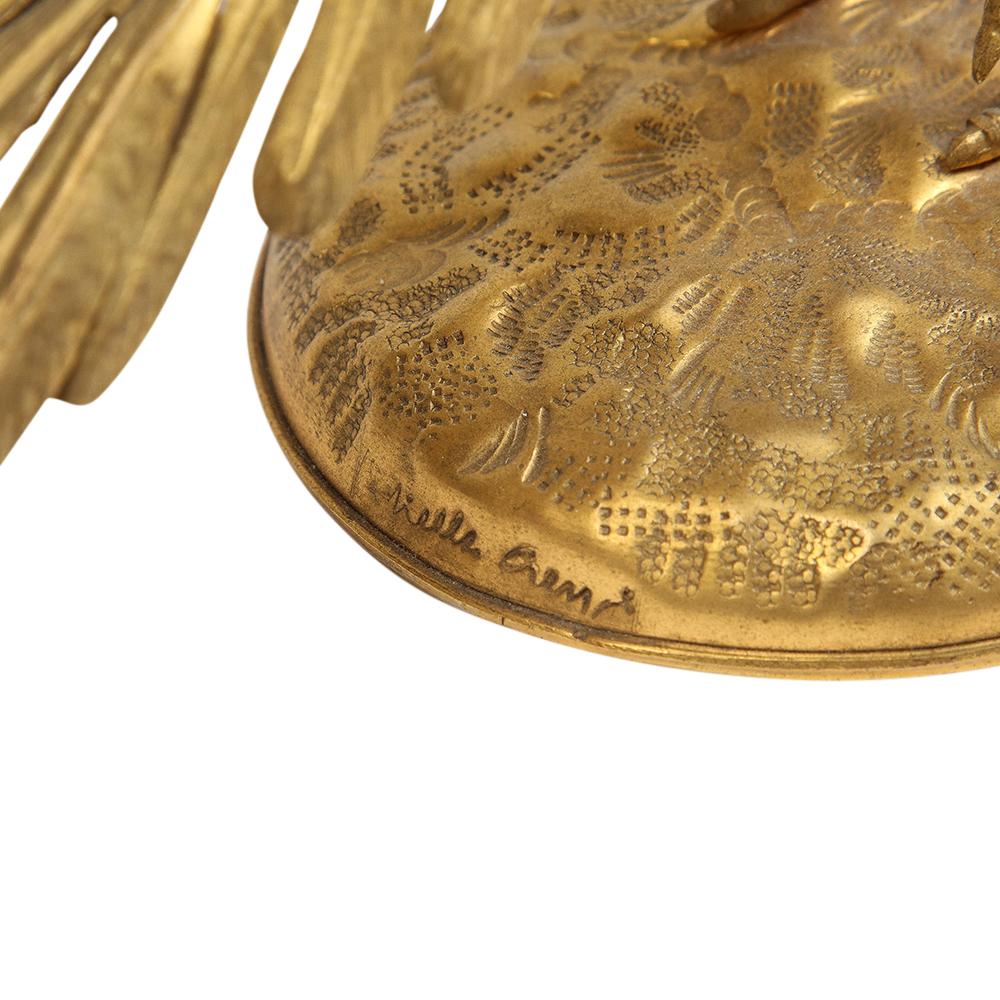 Gabriella Crespi Pheasant Gilt Bronze, Glass, Signed For Sale 5