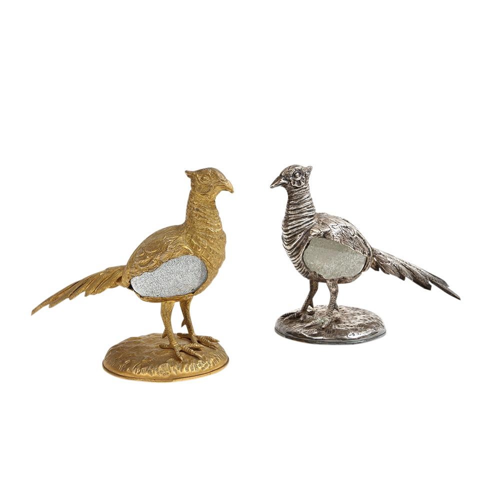 Gabriella Crespi Pheasant Gilt Bronze, Glass, Signed For Sale 11