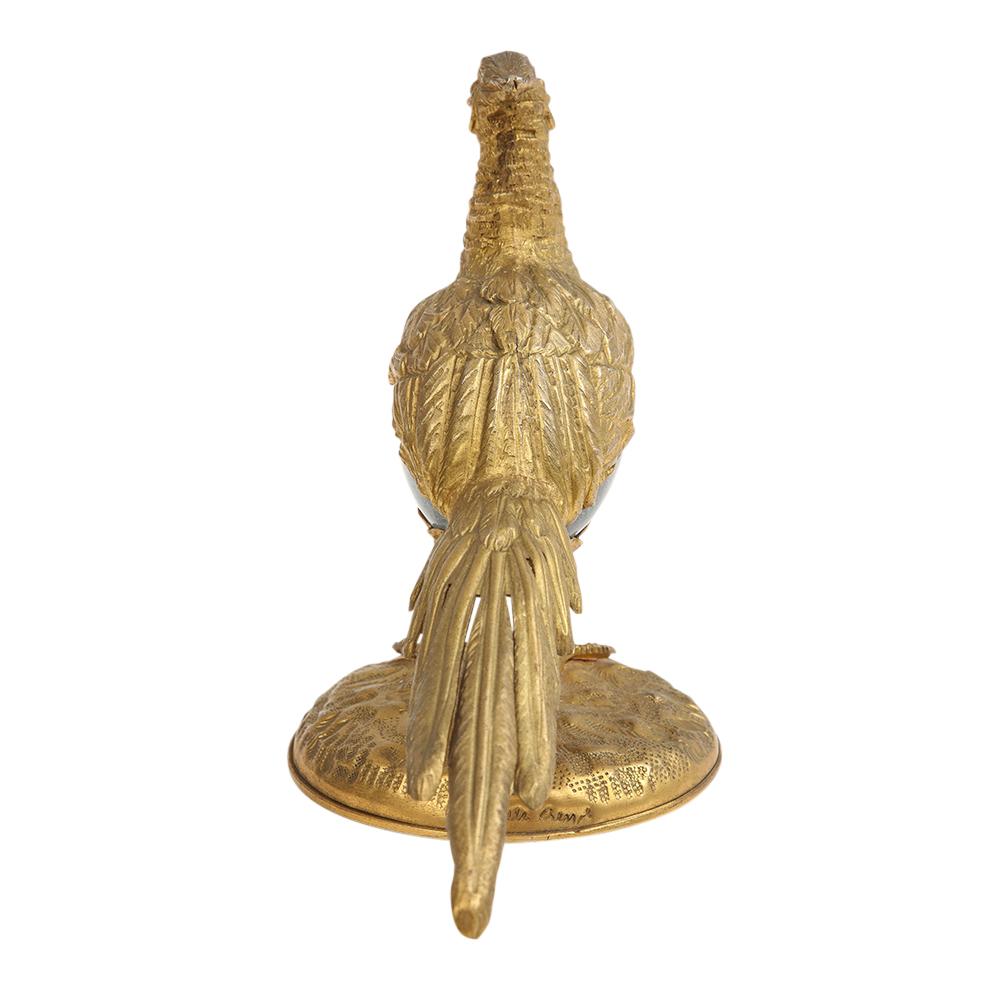 Gabriella Crespi Pheasant Gilt Bronze, Glass, Signed For Sale 1