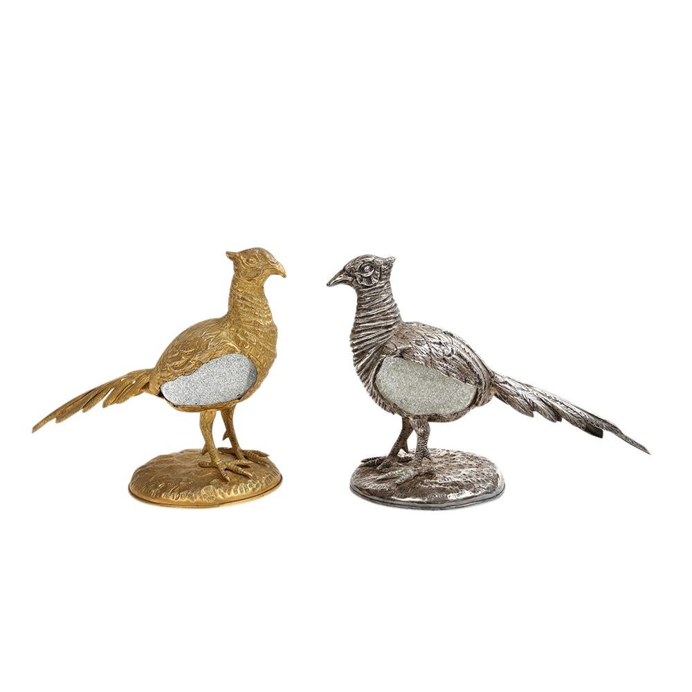 Gabriella Crespi Pheasant Silvered Bronze, Glass, Signed For Sale 9