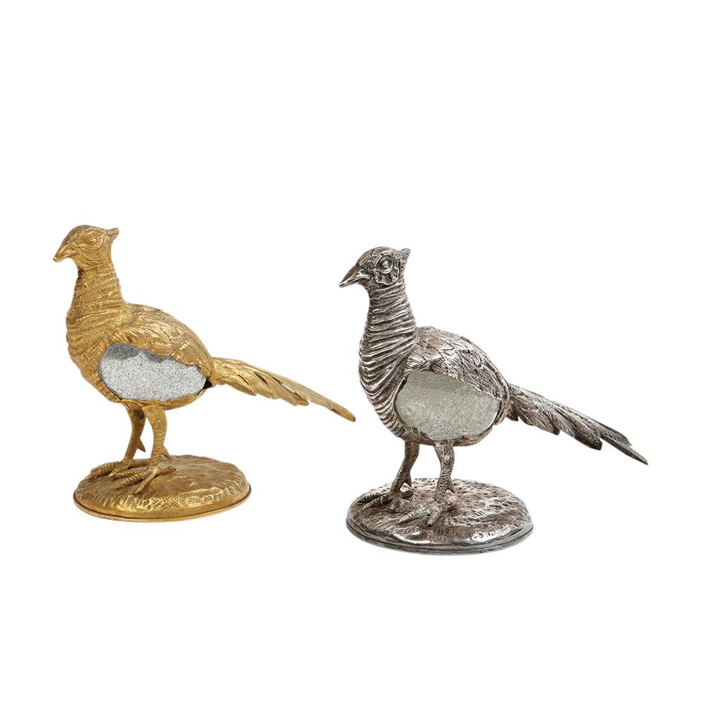 Gabriella Crespi Pheasant Silvered Bronze, Glass, Signed For Sale 11