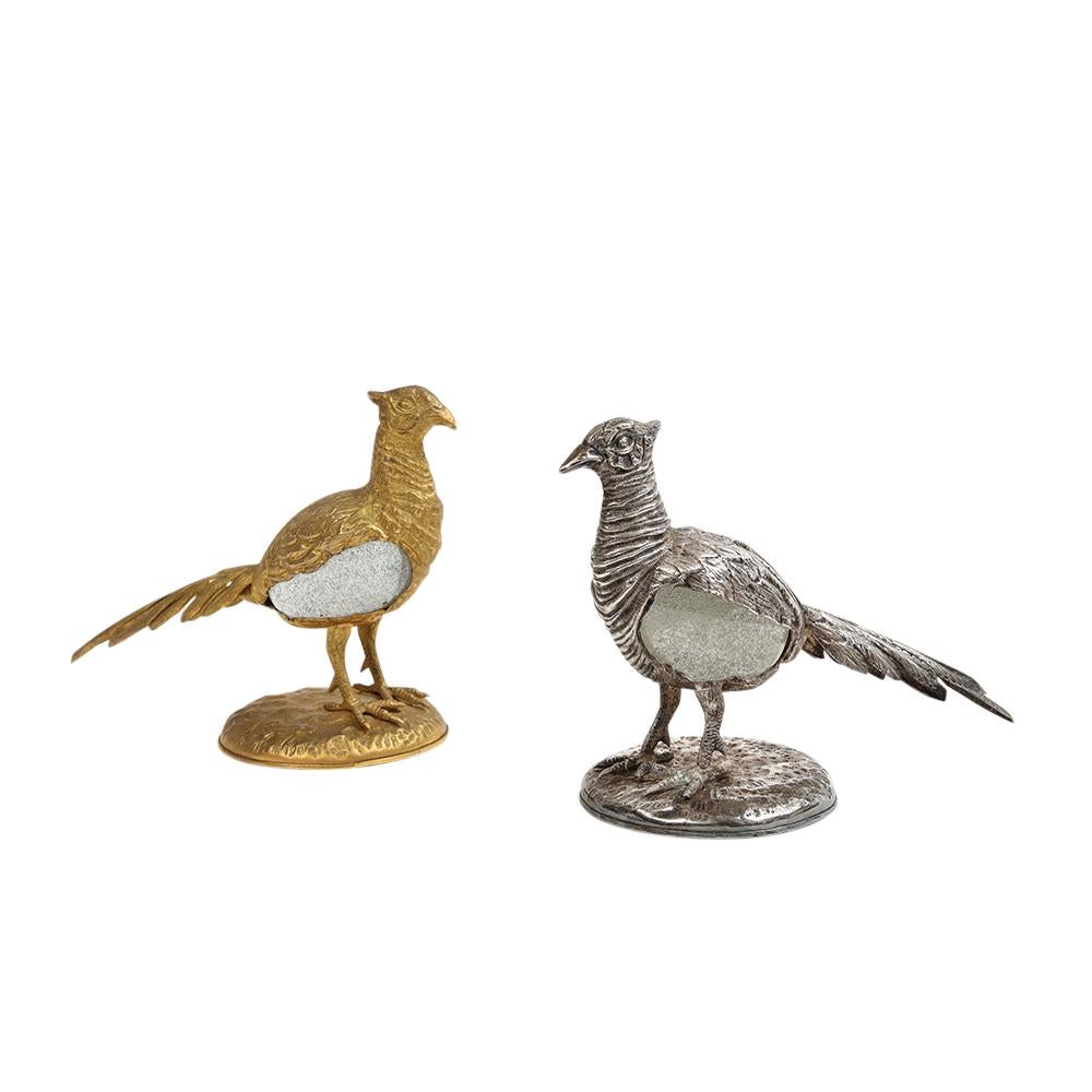 Gabriella Crespi Pheasant Silvered Bronze, Glass, Signed For Sale 12