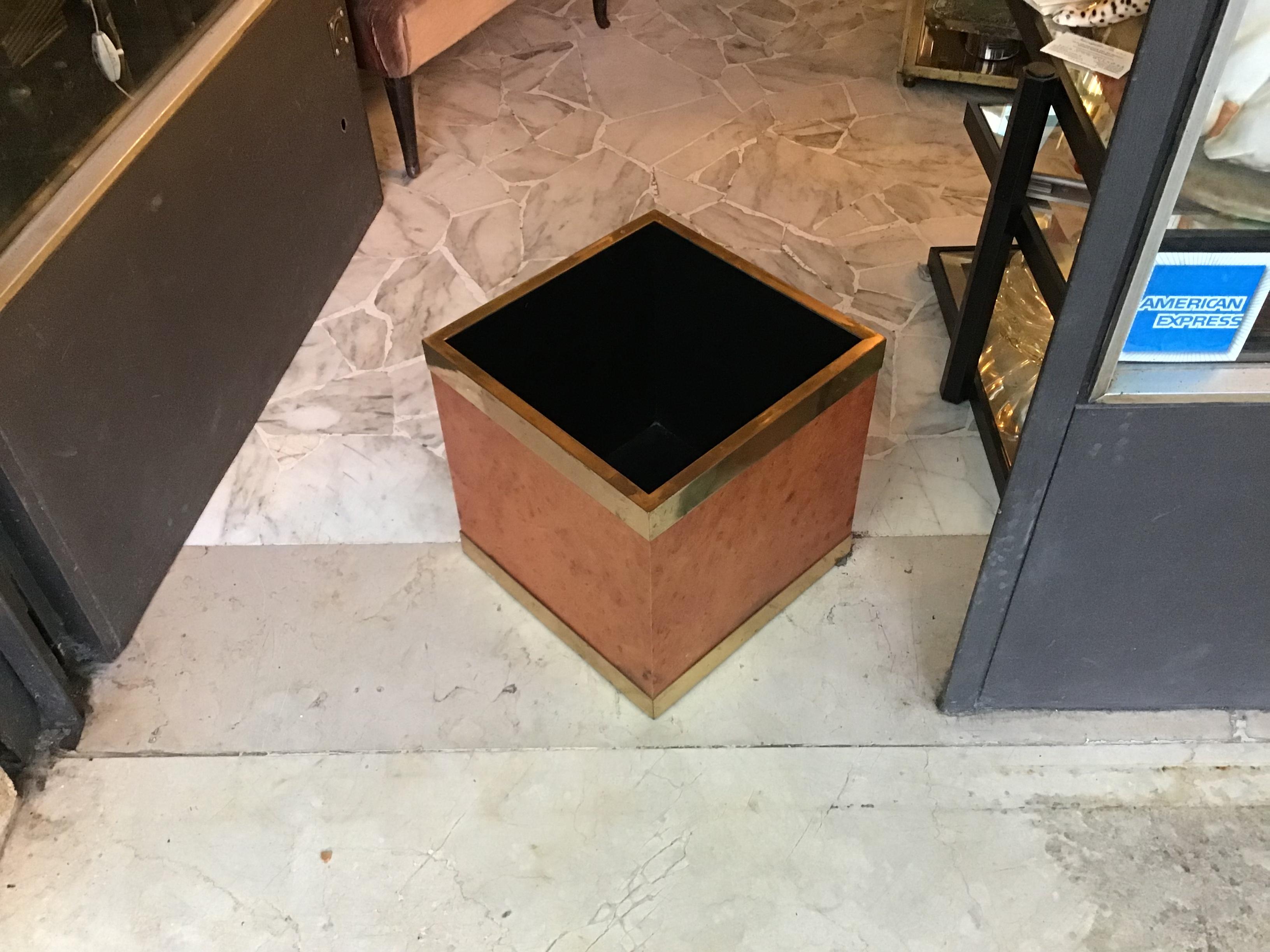 Italiano Gabriella Crespi Vaso Ottone Plexiglass Wood, Italia in vendita