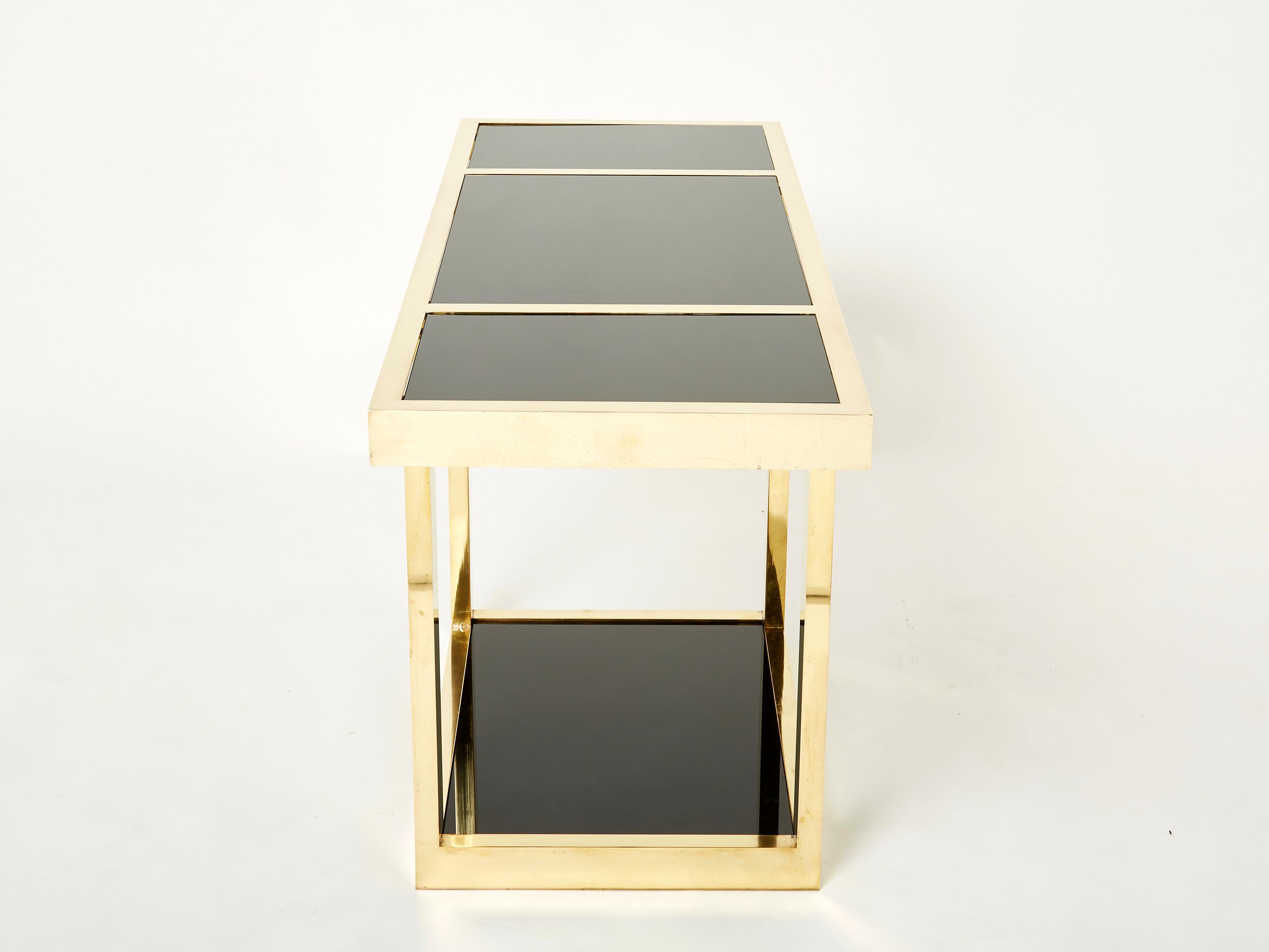 Gabriella Crespi “Puzzle” Brass Black Opaline Console Table 1973 1