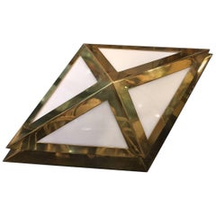 Gabriella Crespi Rare Brass and Lucite Wall Light "Scudo" , Italy, 1970s.