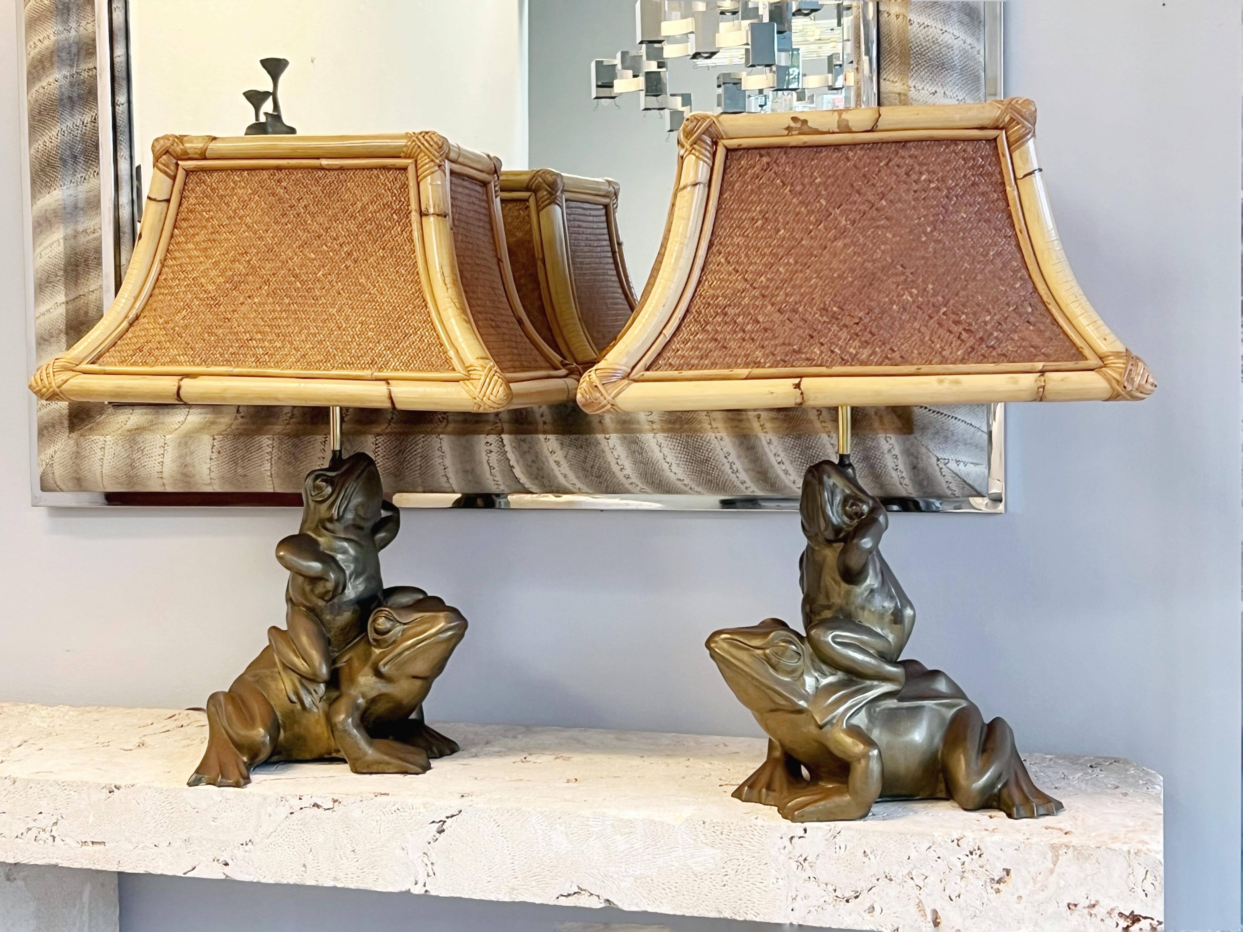 italien Gabriella Crespi - Rare paire de lampes de table Animali avec grenouilles en colimaçon, 1970 en vente