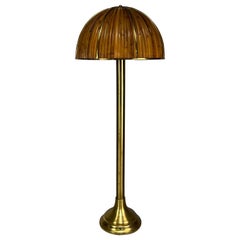 Gabriella Crespi Rare 'Fungo' Floor Lamp in Bamboo and Brass, Italy, 1970s