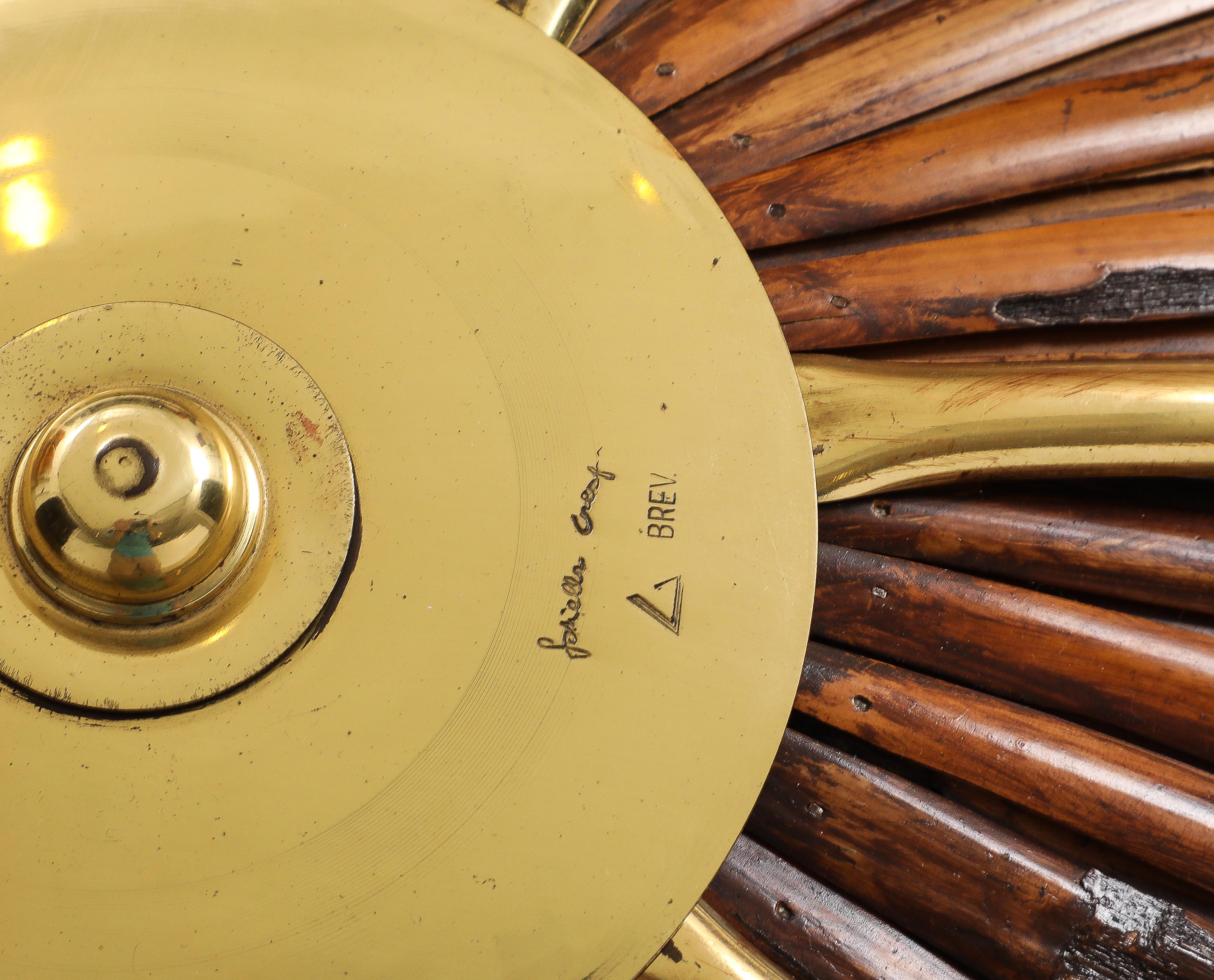 Gabriella Crespi Rare Large 'Fungo' Table Lamp in Bamboo and Brass, Italy, 1970s For Sale 4