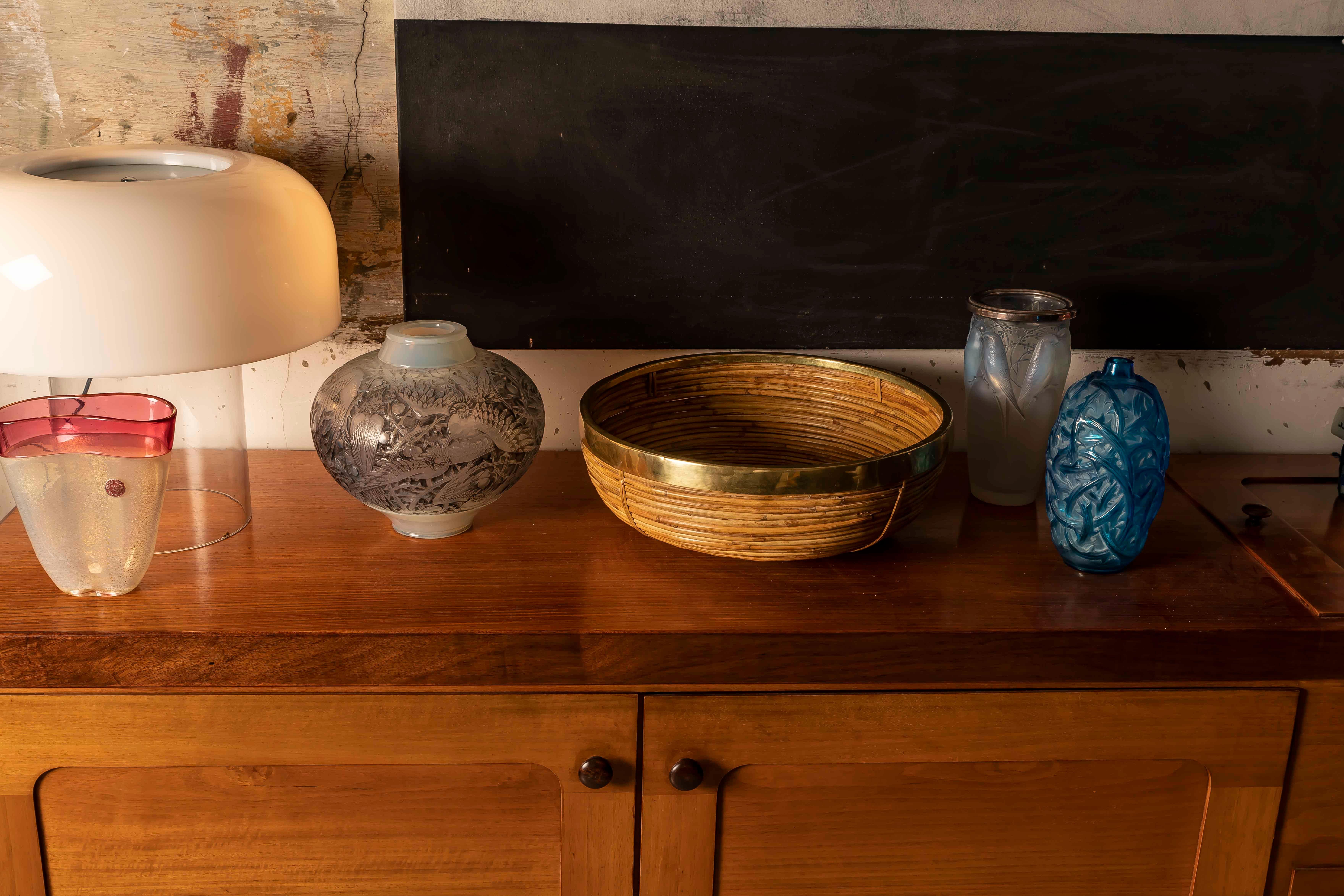 Gabriella Crespi  Centre de table en rotin et laiton, Italie, 1970 en vente 5