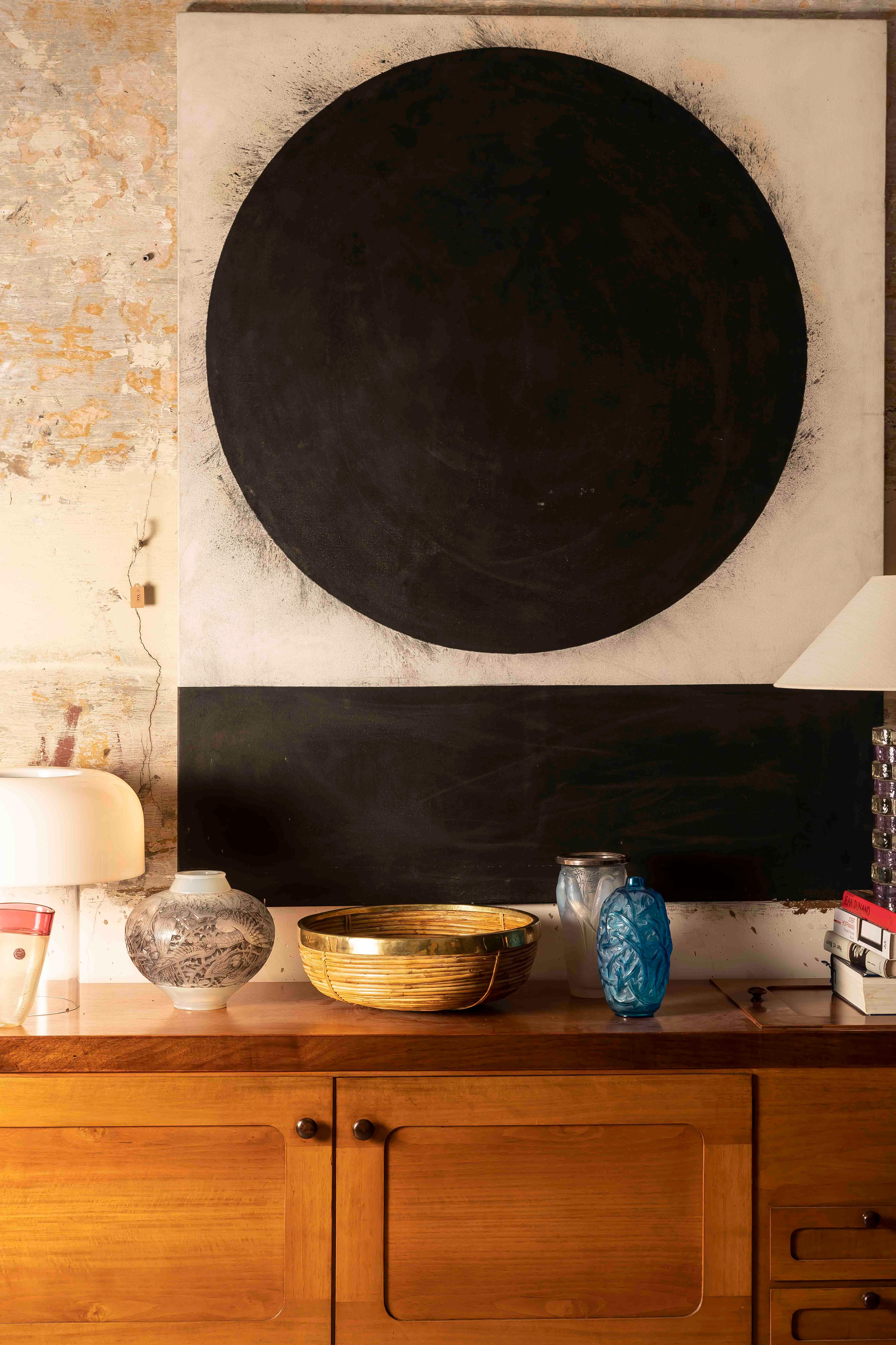 italien Gabriella Crespi  Centre de table en rotin et laiton, Italie, 1970 en vente